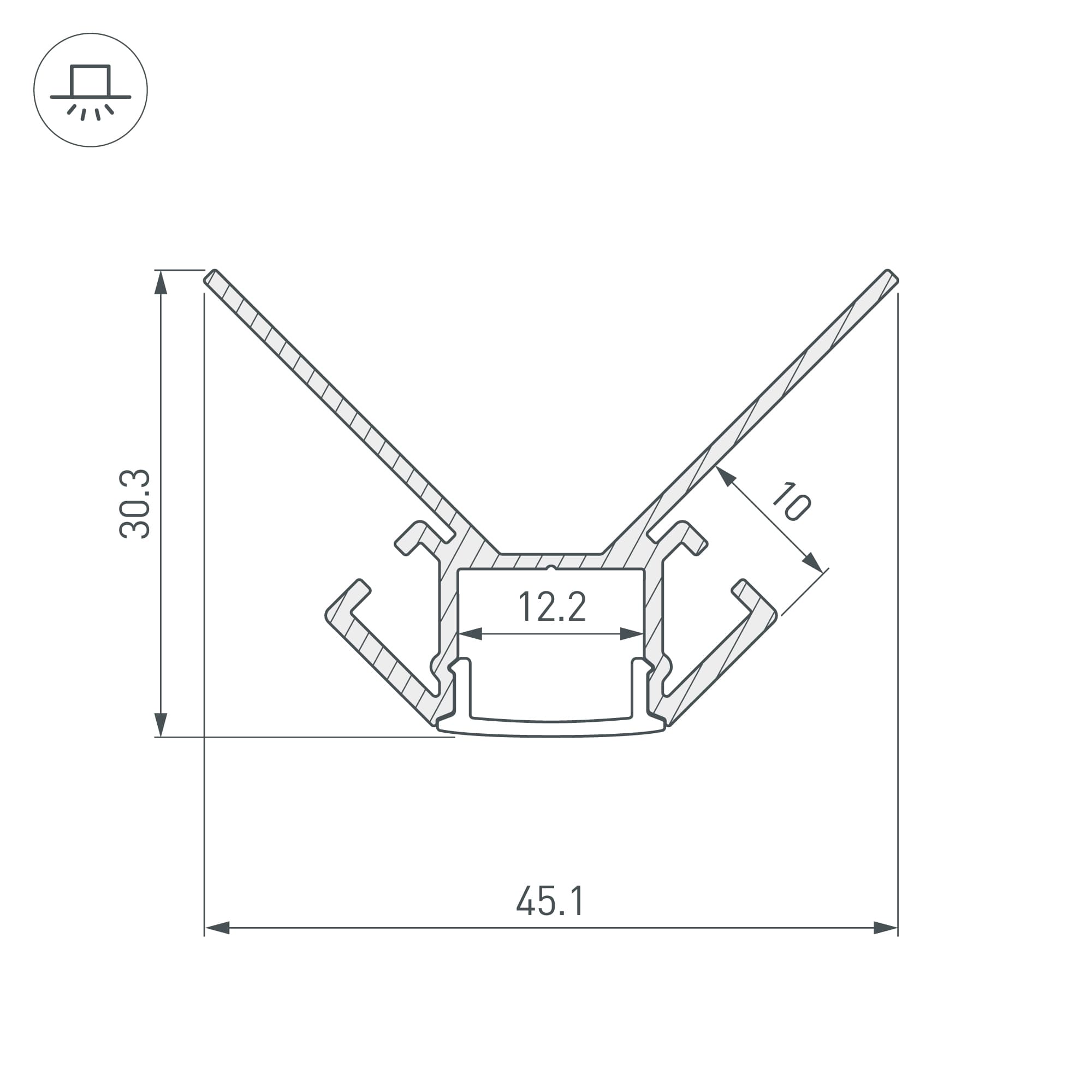 Профиль ARH-DECORE-S12-EXT-2000 ANOD внешний (Arlight, Алюминий) 023889 — фото 5