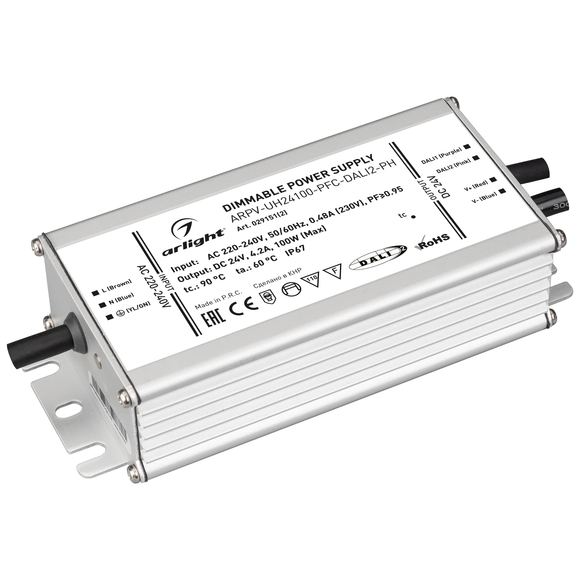 Блок питания ARPV-UH24100-PFC-DALI2-PH (24V, 4.2A, 100W) (Arlight, IP67 Металл, 7 лет) 029151(2) — фото 1