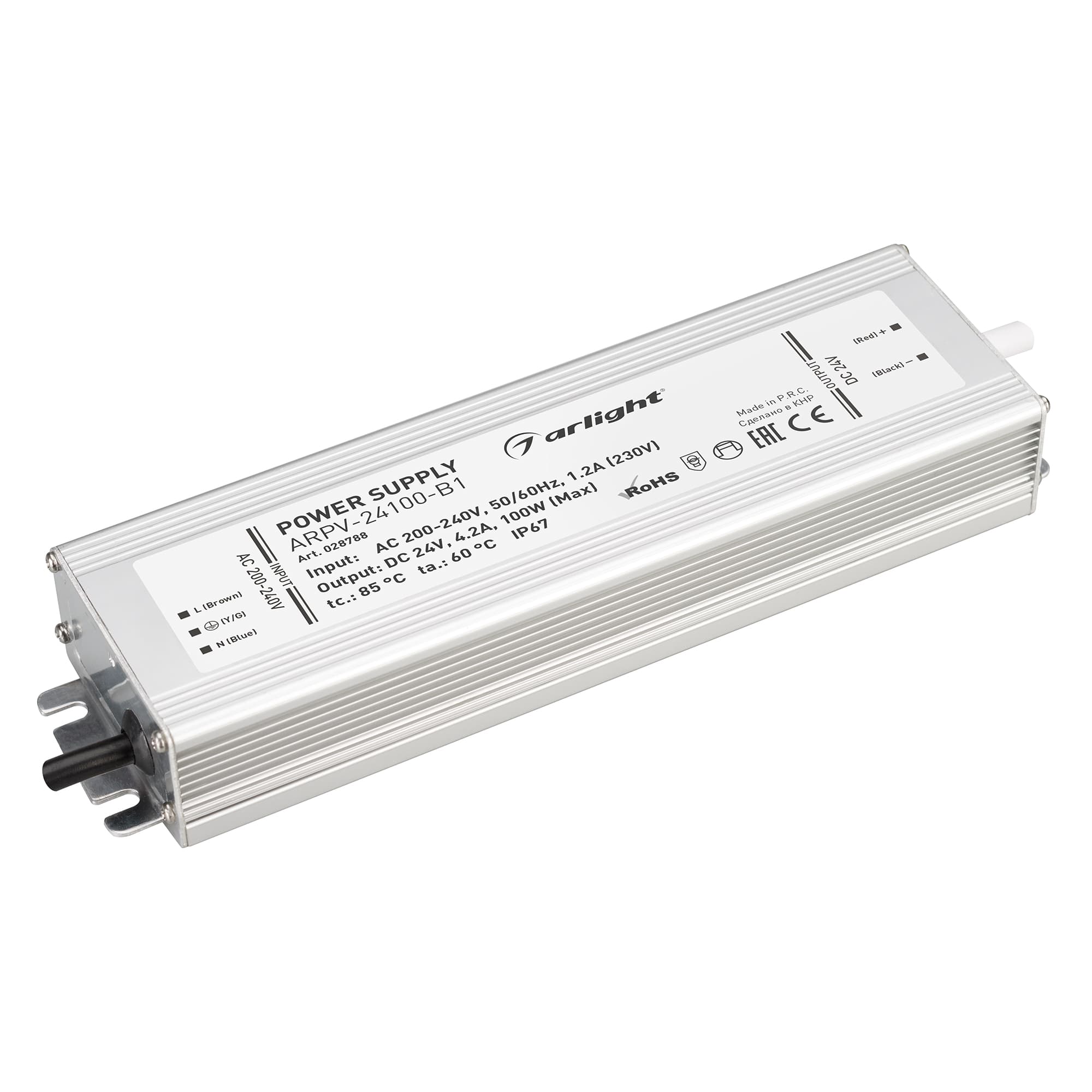 Блок питания ARPV-24100-B1 (24V, 4,2A, 100W) (Arlight, IP67 Металл, 3 года) 028788 — фото 1