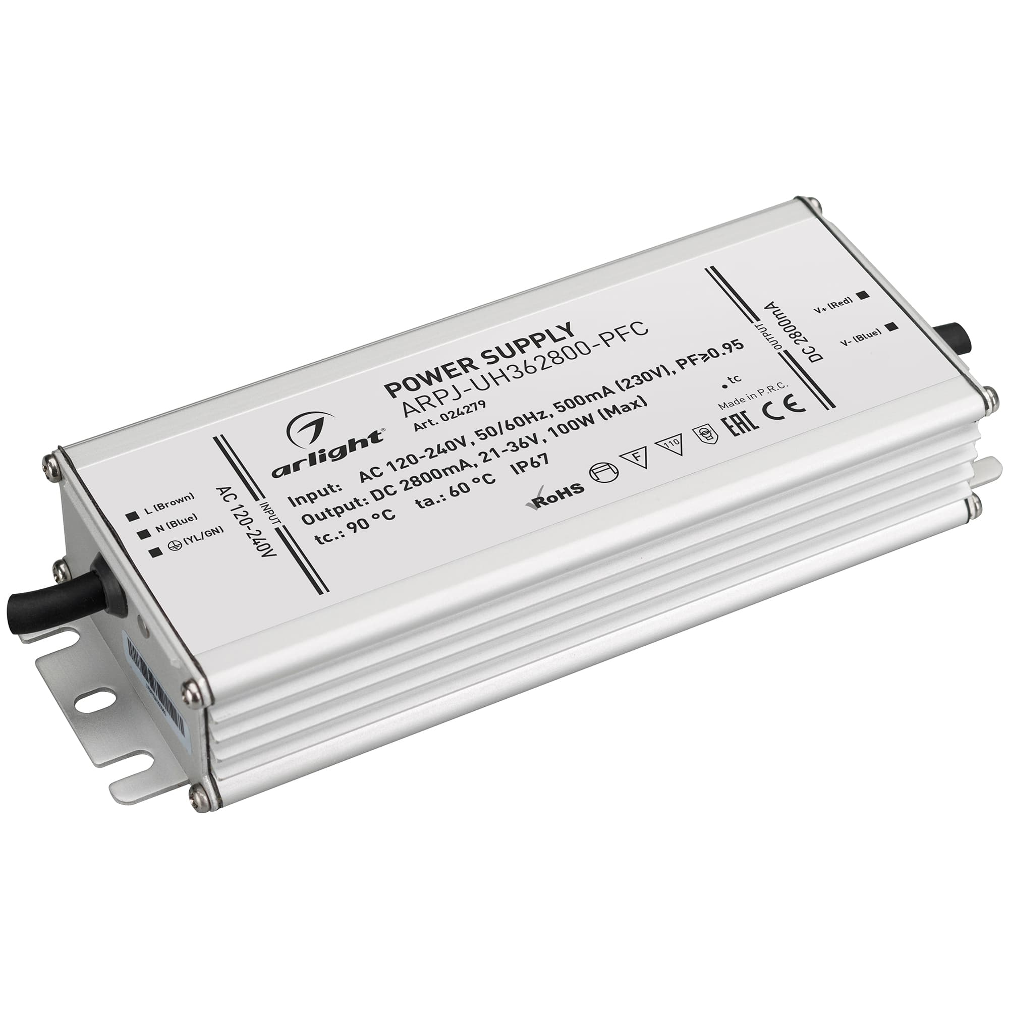 Блок питания ARPJ-UH362800-PFC (100W, 2.8A) (Arlight, IP67 Металл, 7 лет) 024279 — фото 1