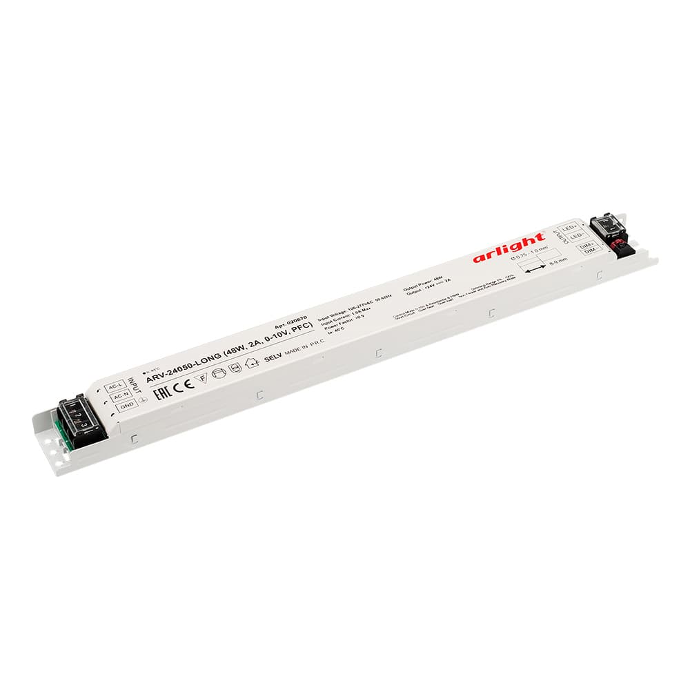 Блок питания ARV-24050-LONG (48W, 2A, 0-10V, PFC) (Arlight, IP20 Металл, 2 года) 020870