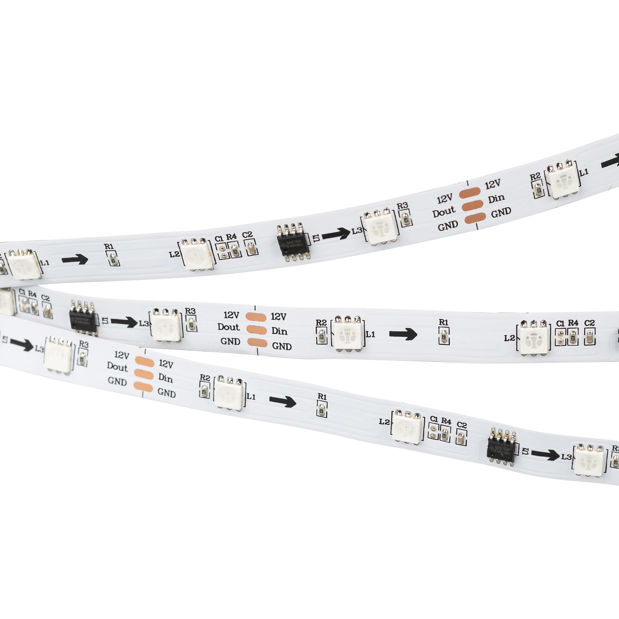 Светодиодная лента SPI-B30-10mm 12V RGB-PX3 (7.2W/m, IP20, 5060, 5m) (Arlight, бегущий огонь) 026368(2) — фото 2