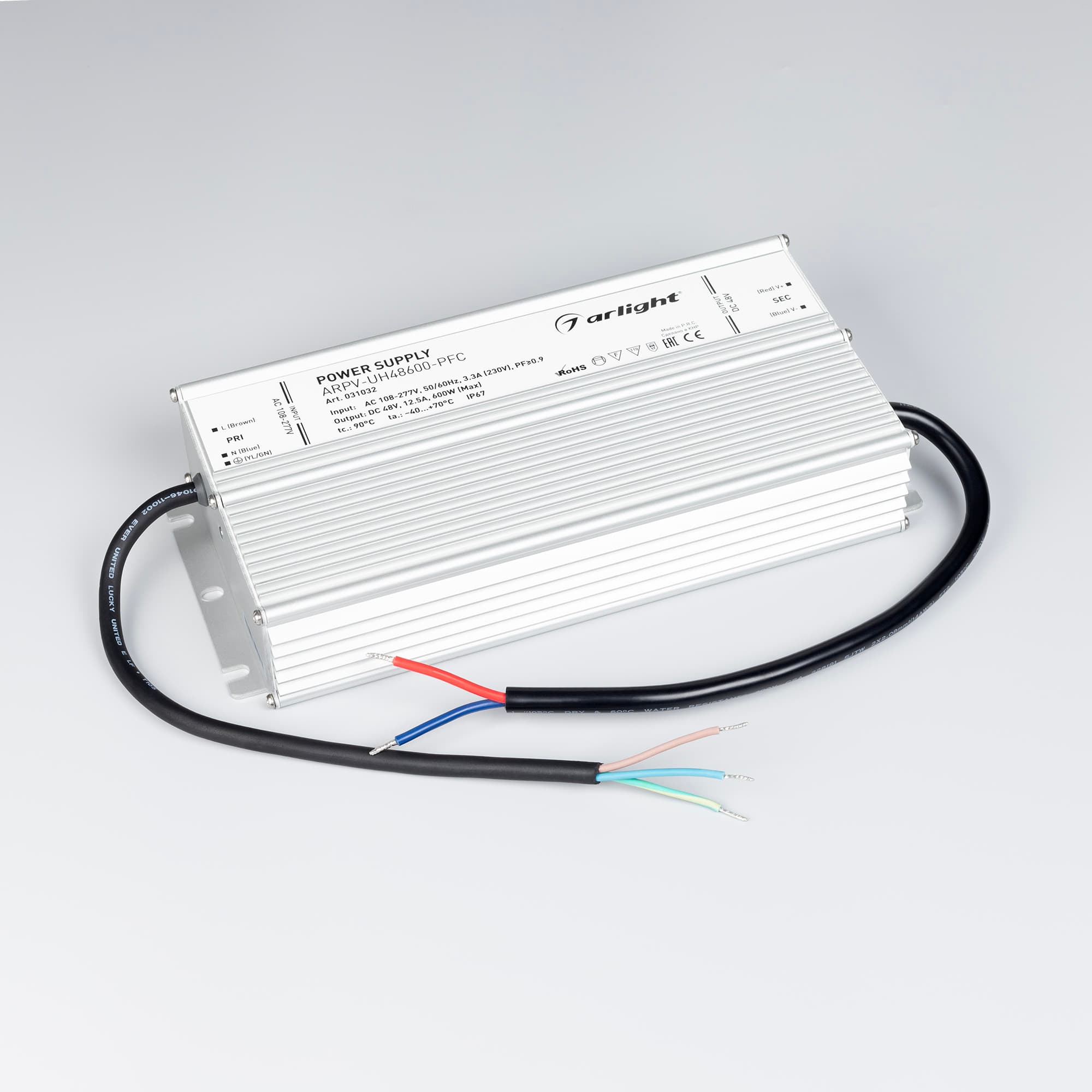 Блок питания ARPV-UH48600-PFC (48V, 12.5A, 600W) (Arlight, IP67 Металл, 7 лет) 031032 — фото 2