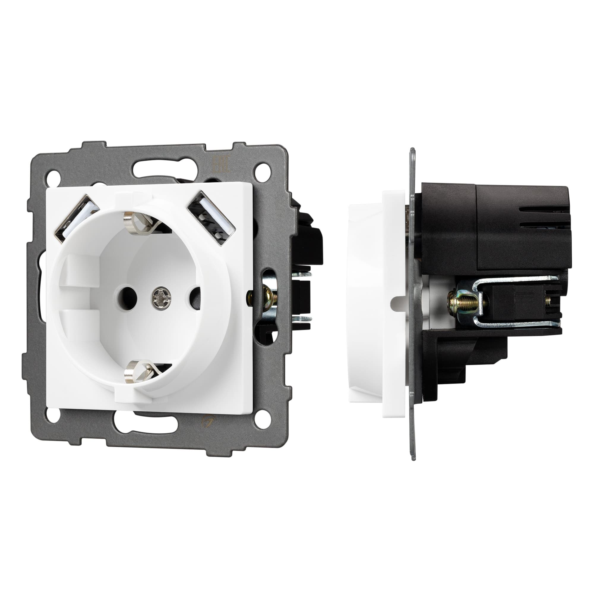 Механизм розетки с USB зарядкой SCT-MUAA-PL-WH-V (250V, 16A) (Arlight, -) 049818