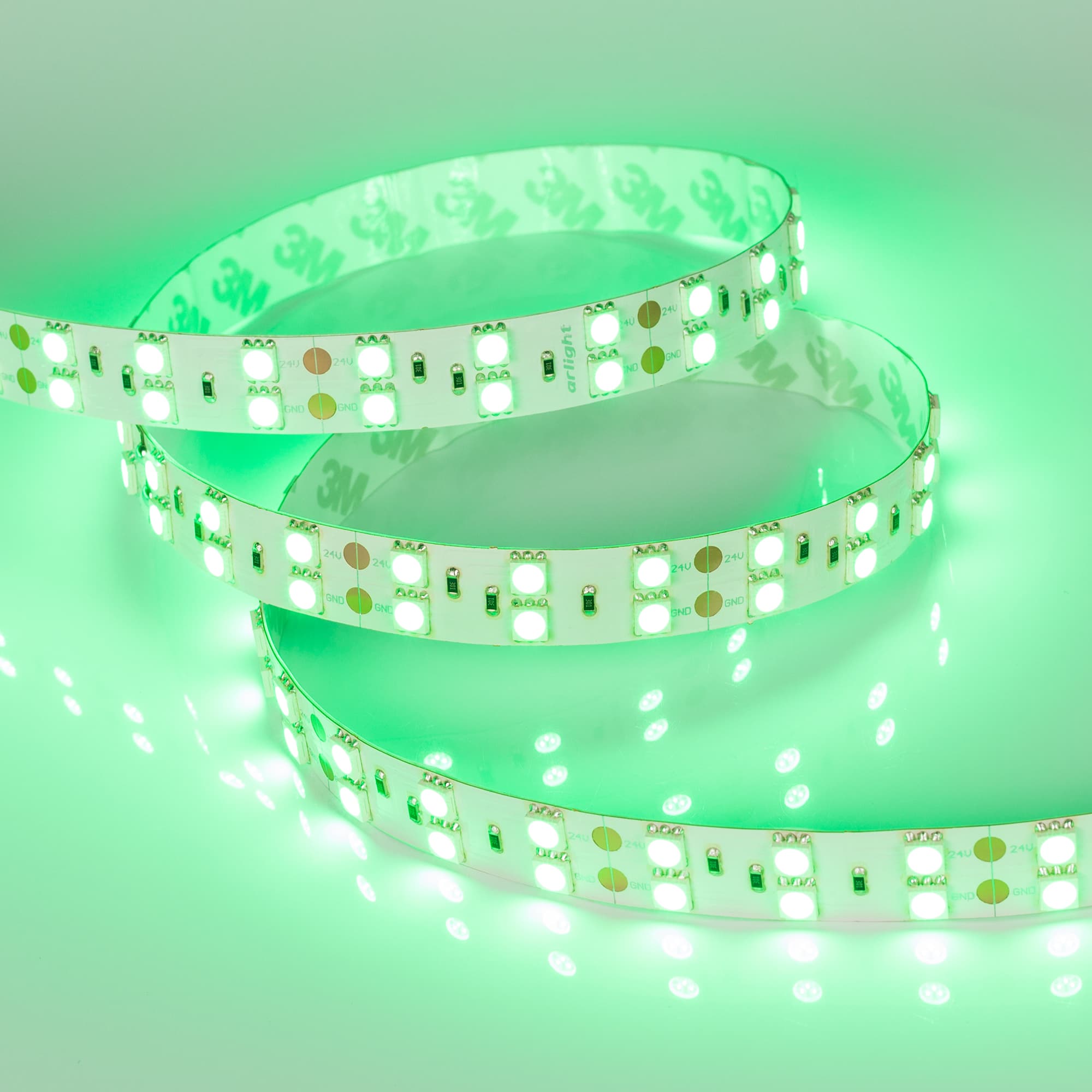 Светодиодная лента RT 2-5000 24V Green 2x2 (5060, 600 LED, LUX) (Arlight, 28.8 Вт/м, IP20) 011262 — фото 4