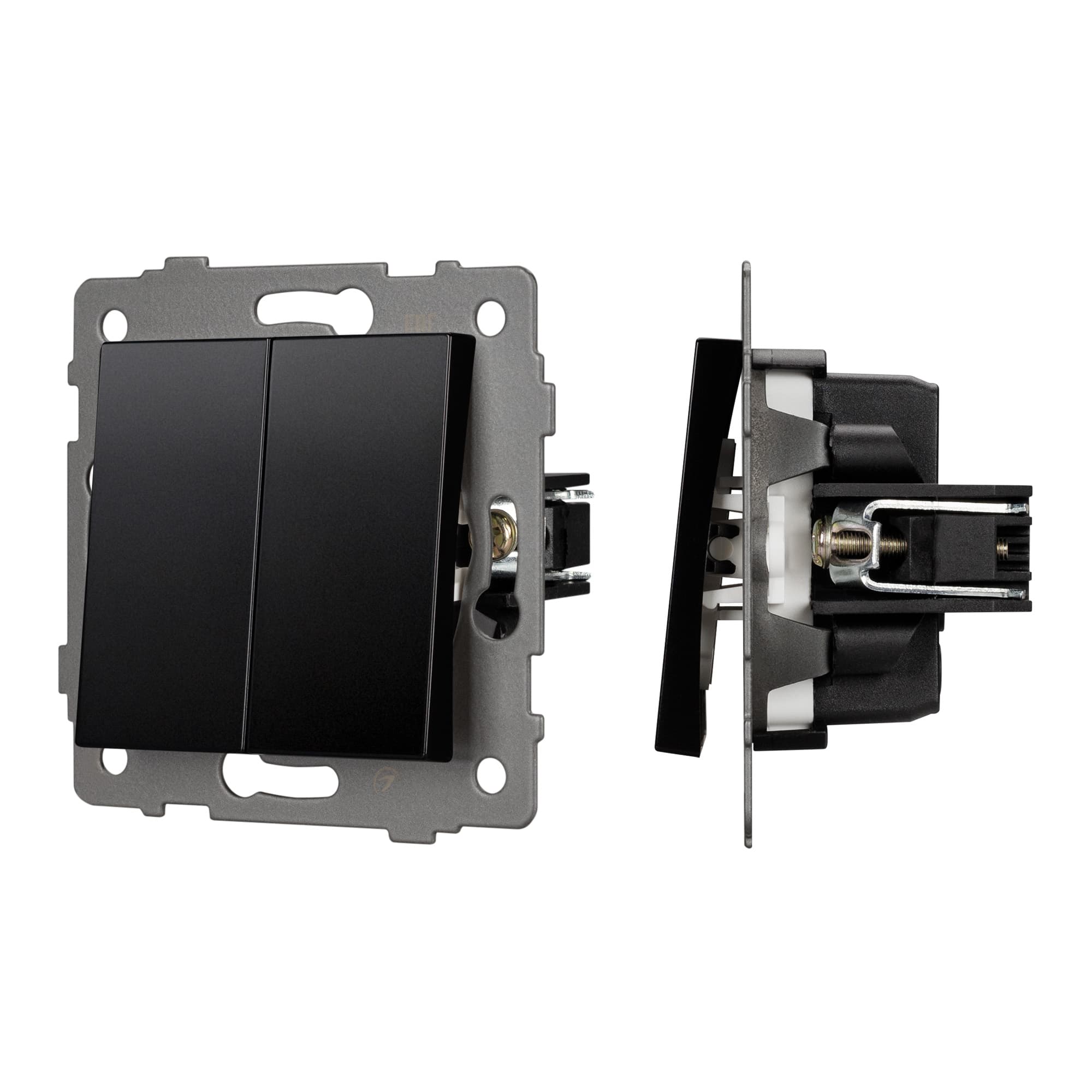 Механизм выключателя двухклавишный проходной SWT-MKP2-PL-BK-V (250V, 10A) (Arlight, -) 049893