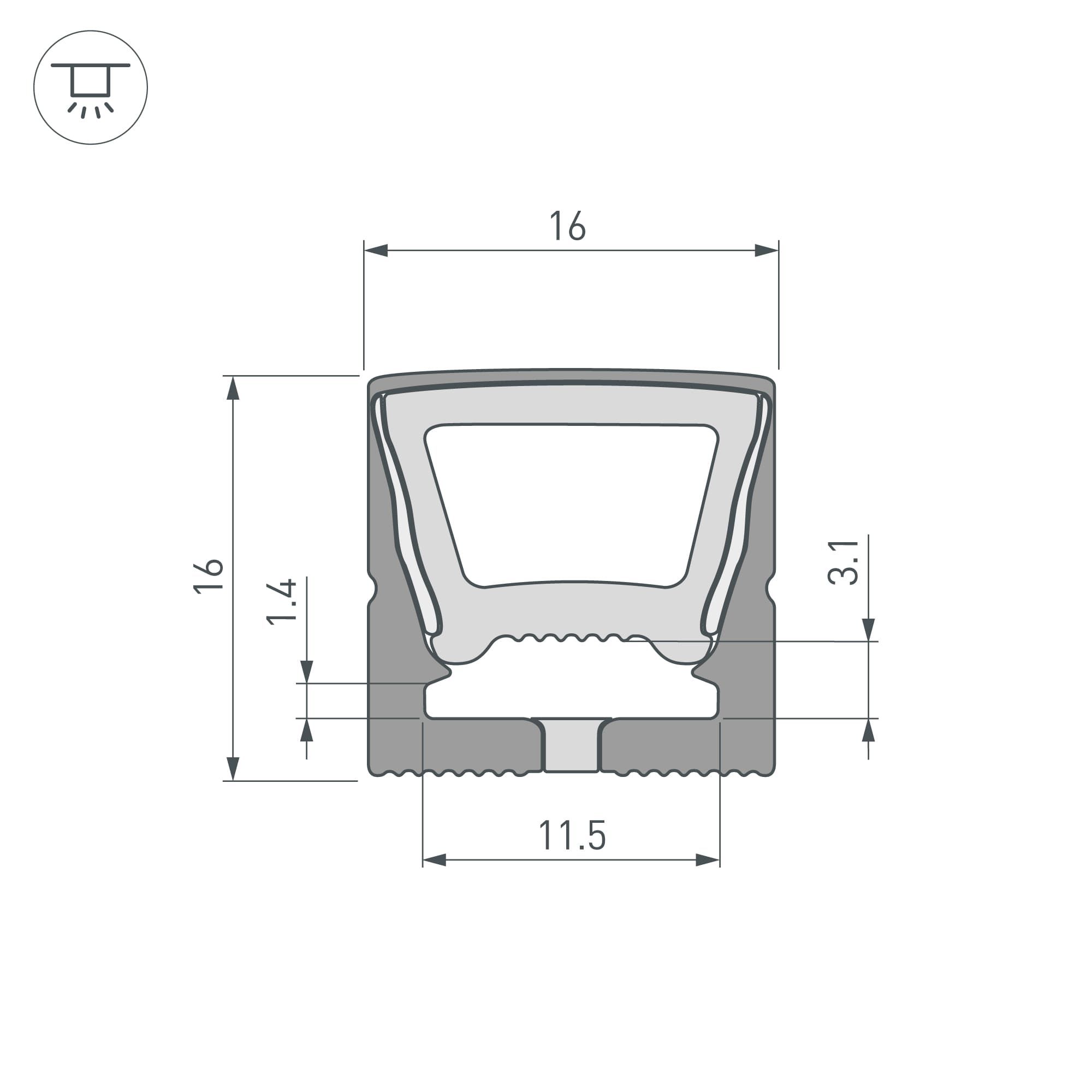 Силиконовый профиль WPH-FLEX-1616-TOP-S11-5m FULL BLACK (Arlight, Силикон) 045774 Arlight — фото 3