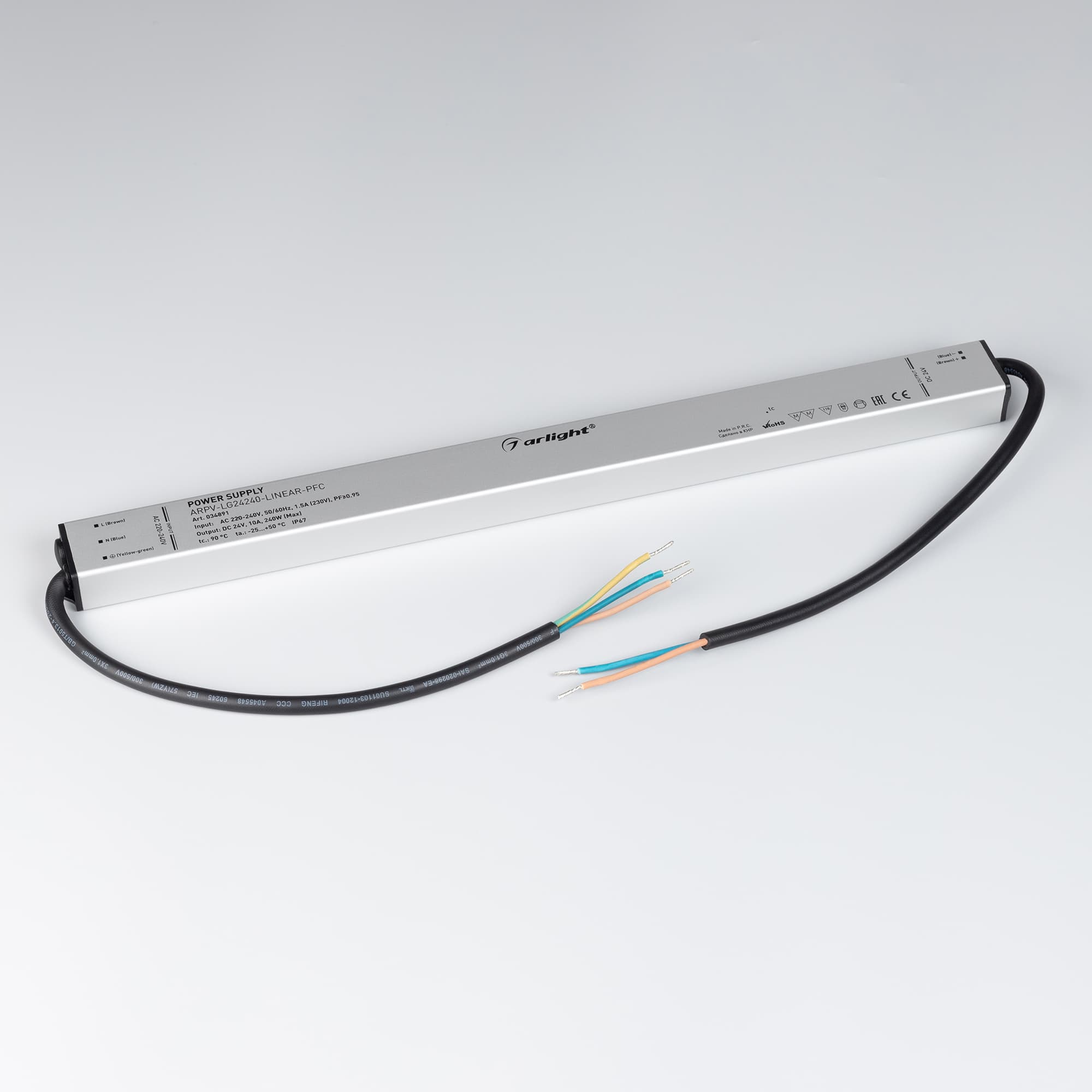 Блок питания ARPV-LG24240-LINEAR-PFC (24V, 10A, 240W) (Arlight, IP67 Металл, 5 лет) 034891 — фото 2
