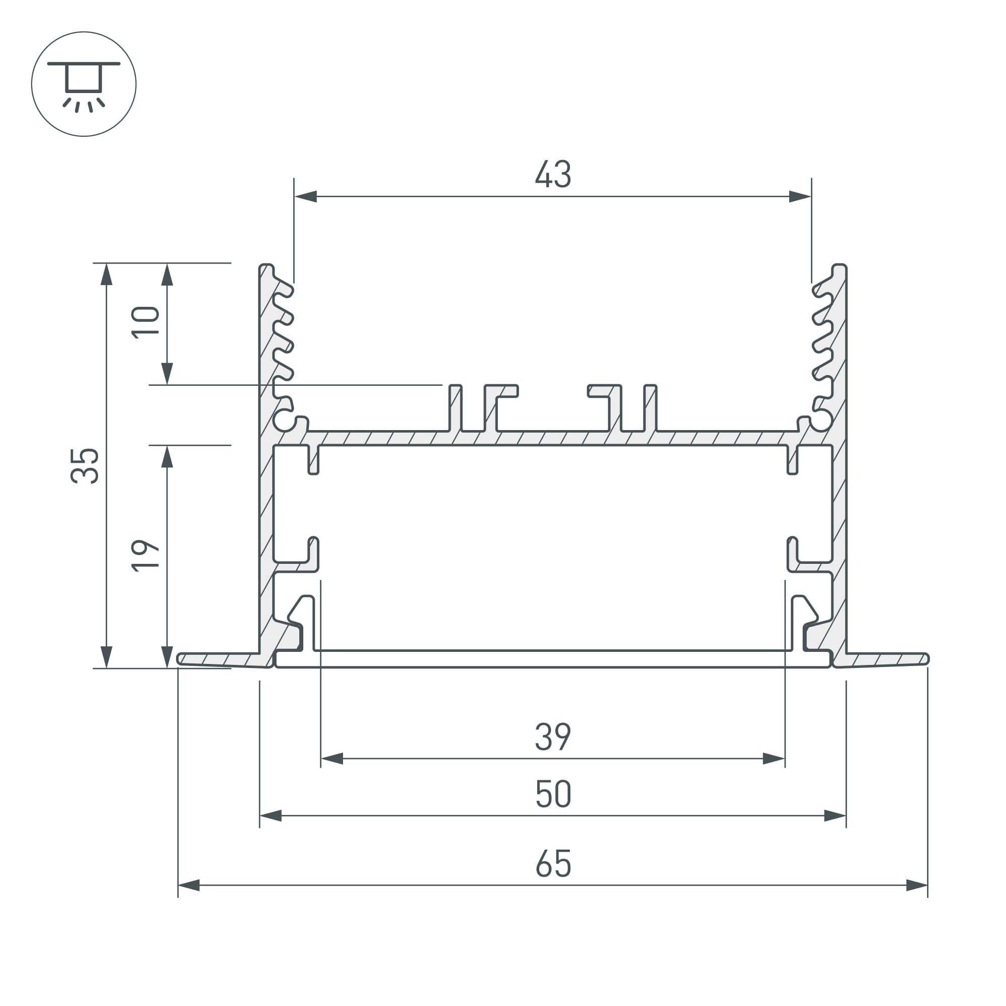 Профиль SL-LINIA65-F-2000 ANOD (Arlight, Алюминий) 029033 Arlight — фото 3