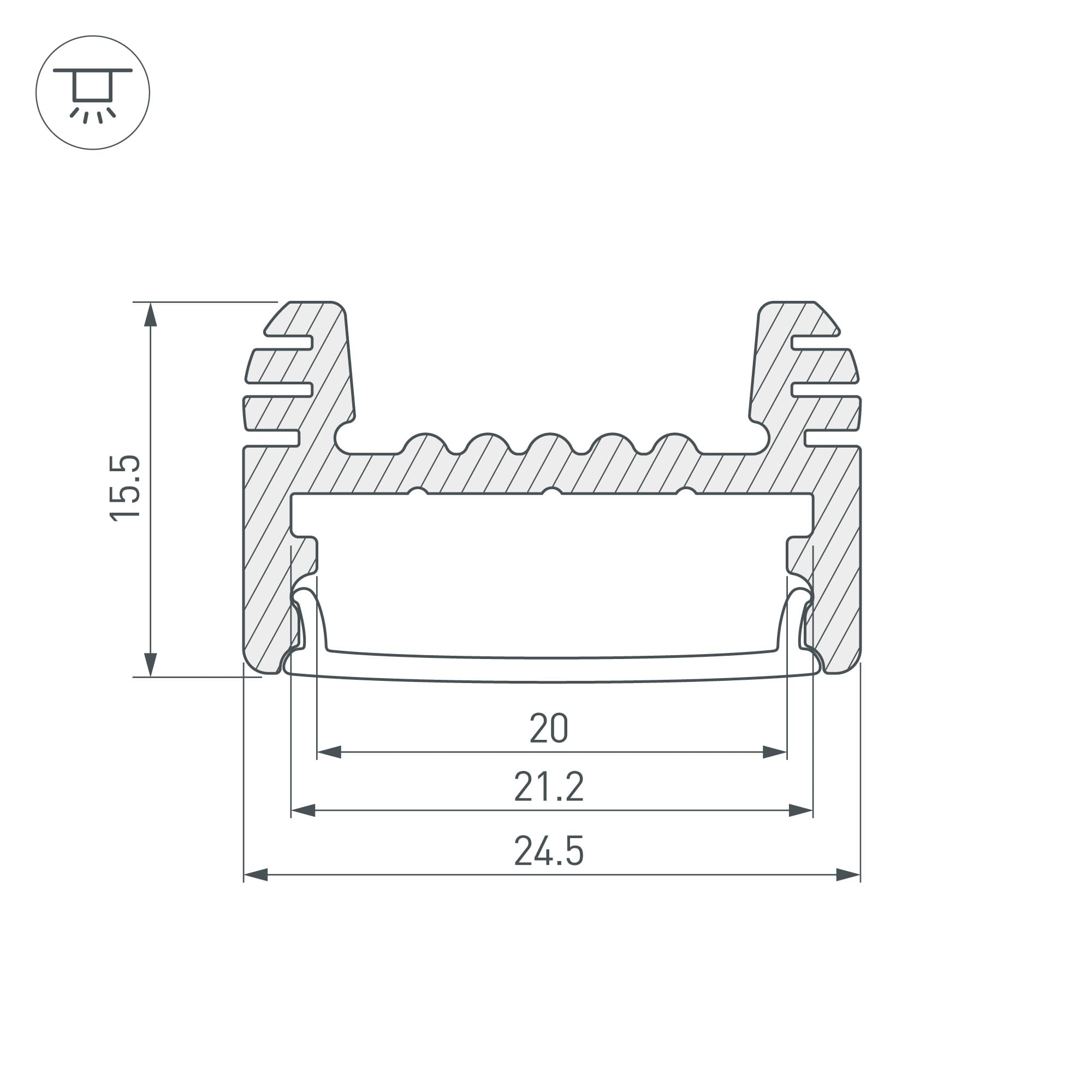Профиль ARH-WIDE-H16-2000 ANOD (Arlight, Алюминий) 018816 — фото 3
