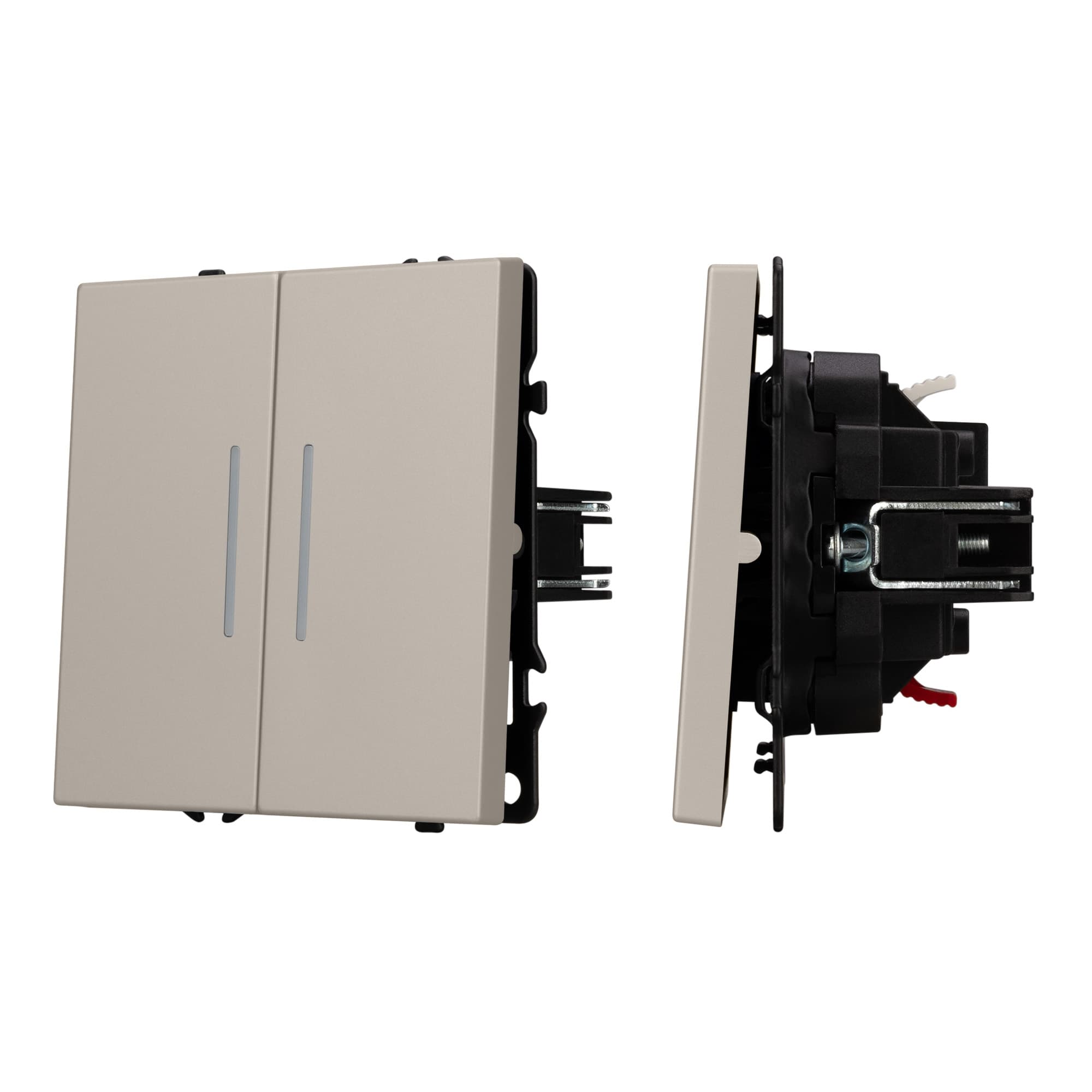 Механизм выключателя двухклавишный непроходной LED SWT-NOBE-MK02-SFPL-L-CA (230V, 10A) (Arlight, Кашемир) 059417