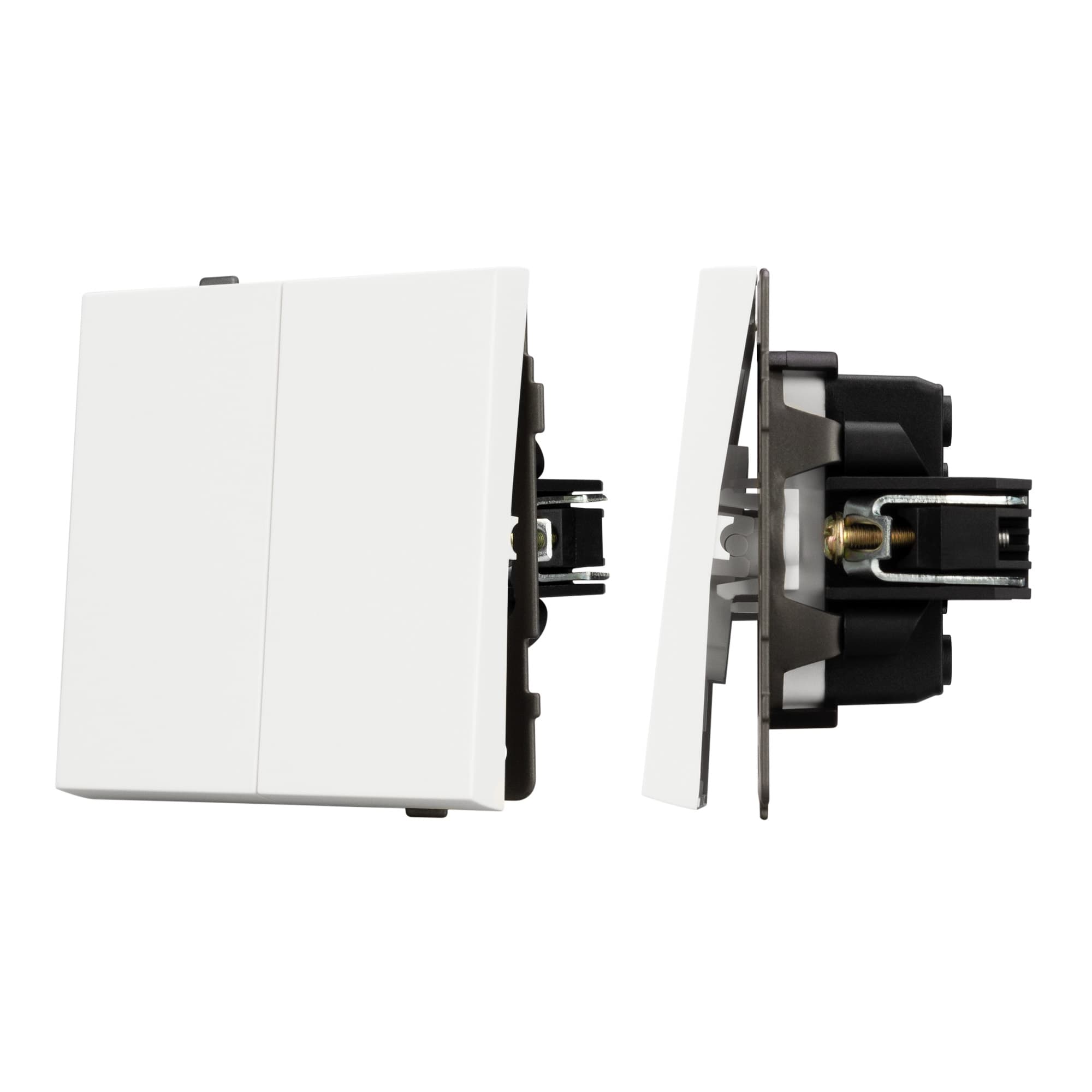 Механизм выключателя двухклавишный проходной SWT-TENDO-MKP2-SFPL-WH (230V, 10A) (Arlight, Матовый белый) 054556