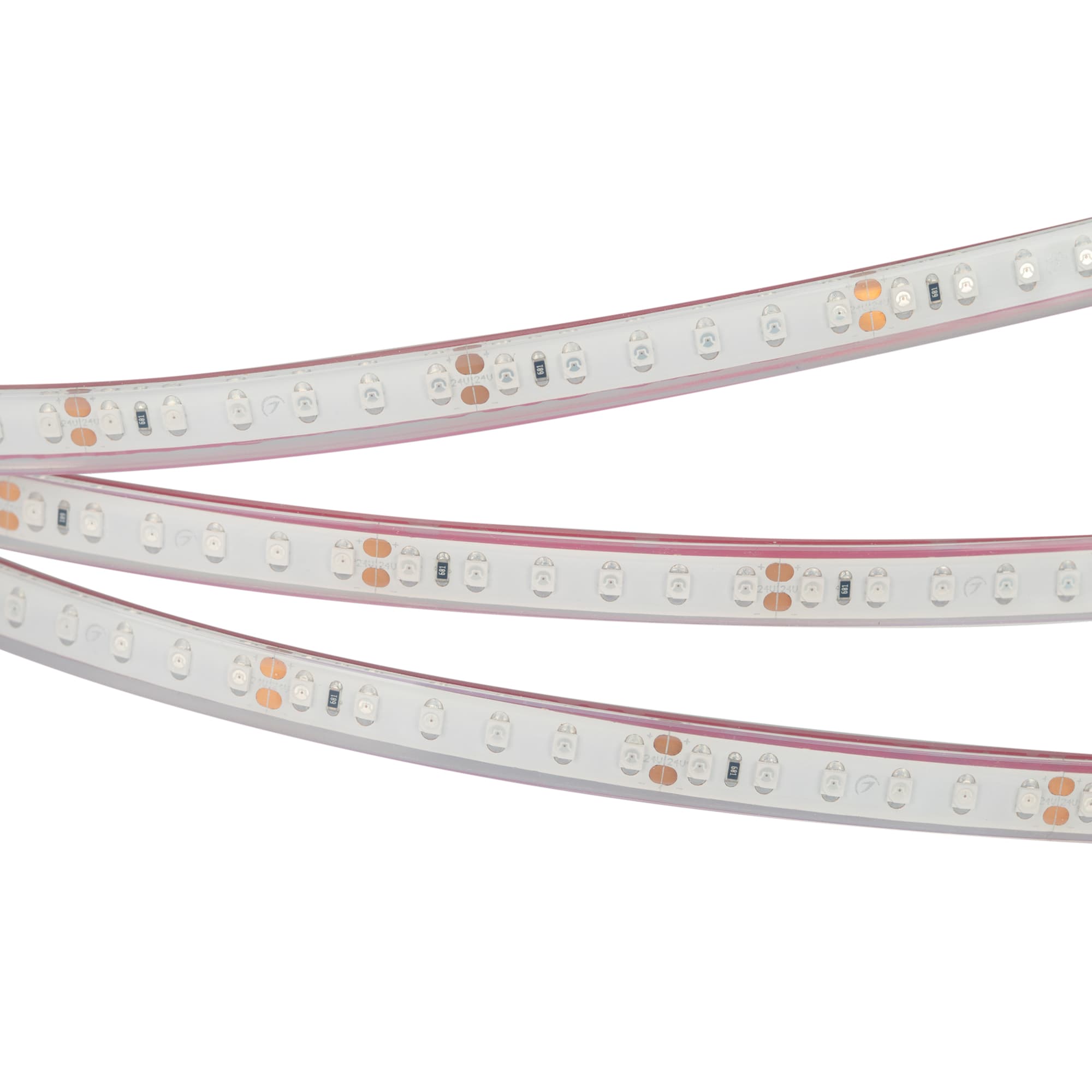 Светодиодная лента RTW 2-5000PGS 24V Yellow 2x (3528, 600 LED, LUX) (Arlight, 9.6 Вт/м, IP67) 015133 — фото 1