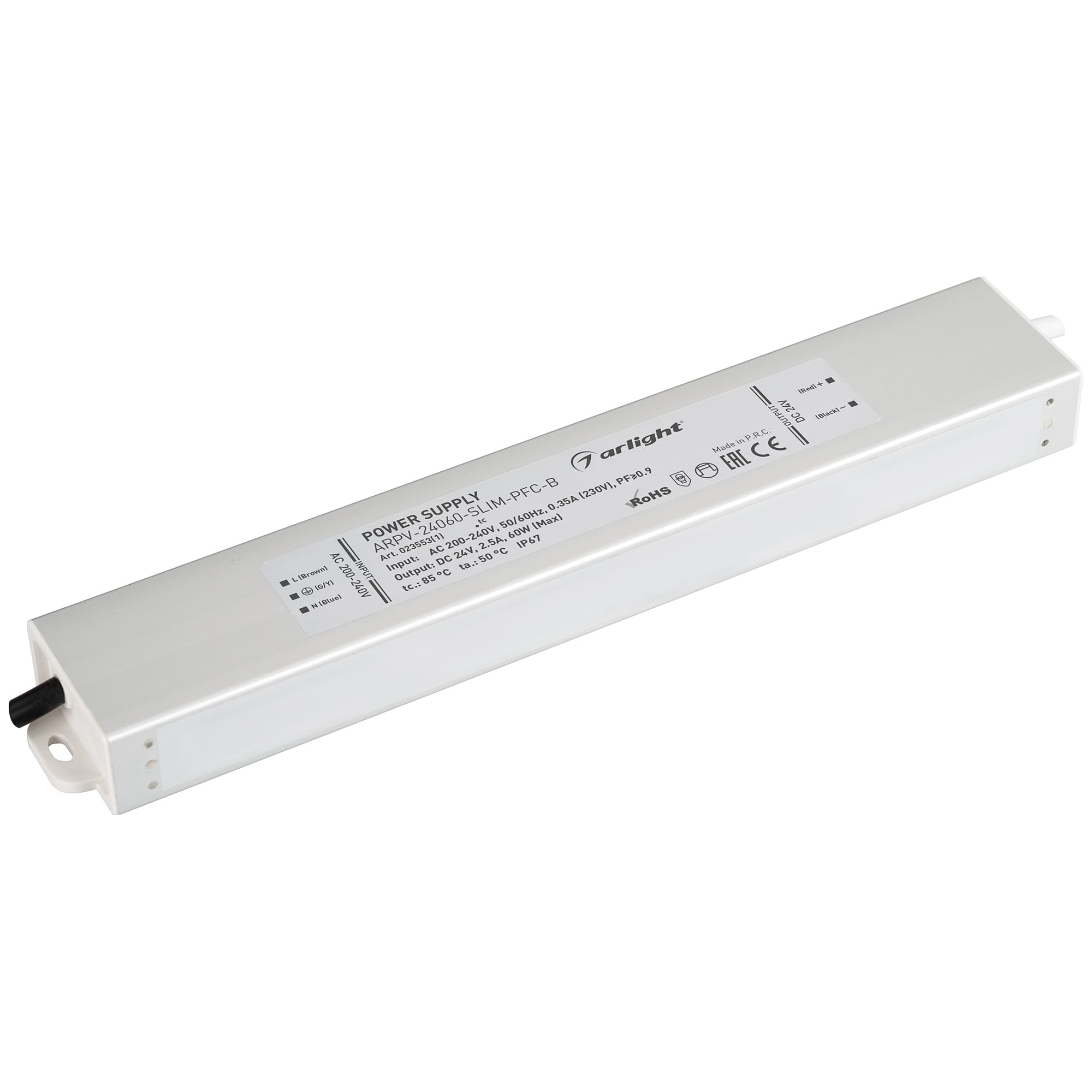 Блок питания ARPV-24060-SLIM-PFC-B (24V, 2.5A, 60W) (Arlight, IP67 Металл, 3 года) 023553(1) — фото 1