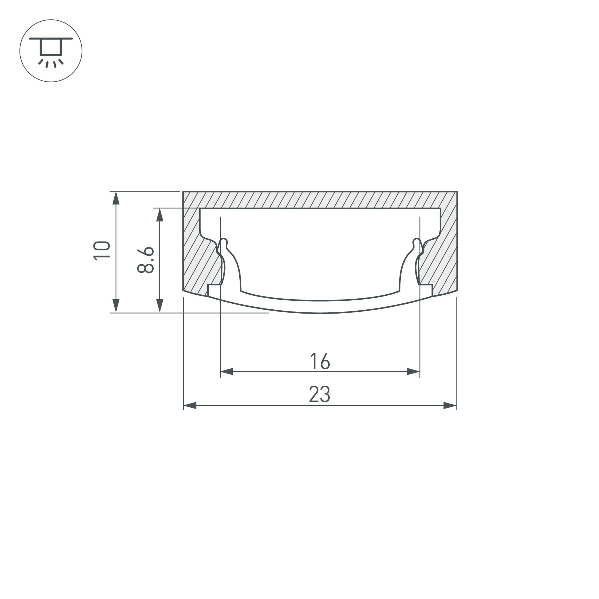 Профиль с экраном ALU-WIDE-H8-2000 ANOD+FROST (Arlight, Алюминий) 014852 Arlight — фото 3