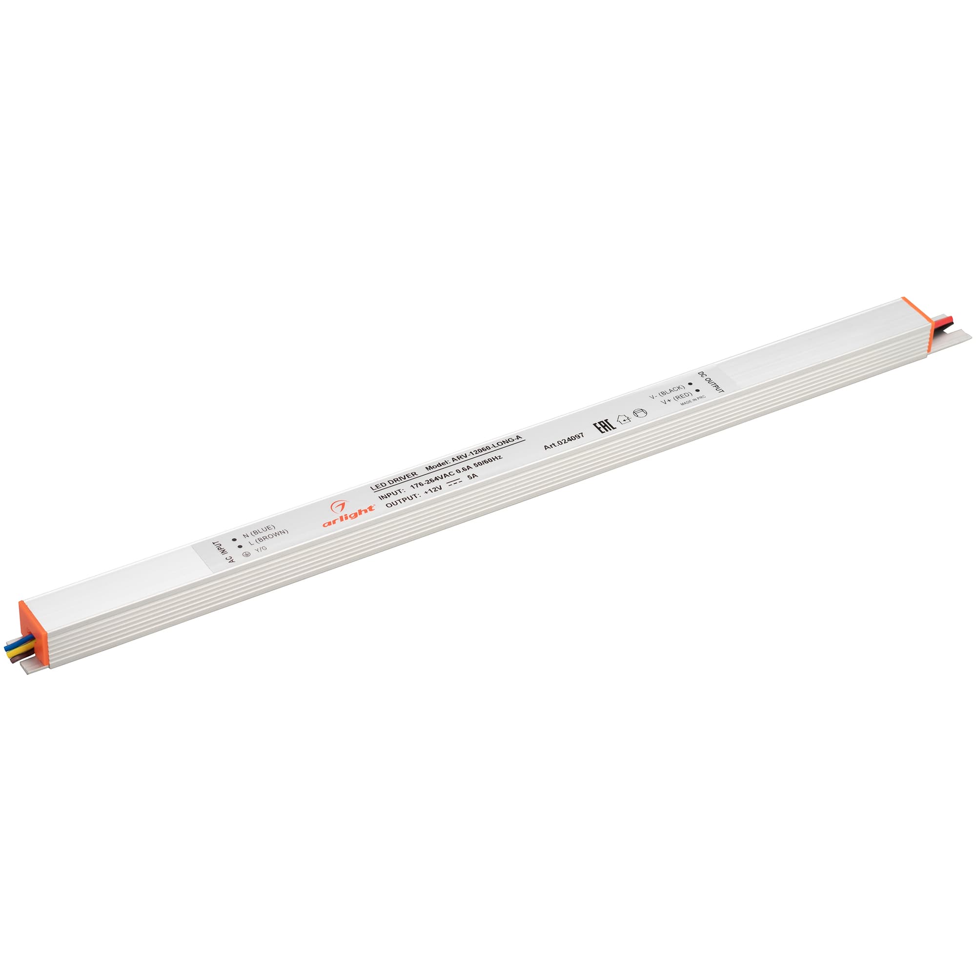 Блок питания ARV-12060-LONG-A (12V, 5A, 60W) (Arlight, IP20 Металл, 2 года) 024097 Arlight — фото 1