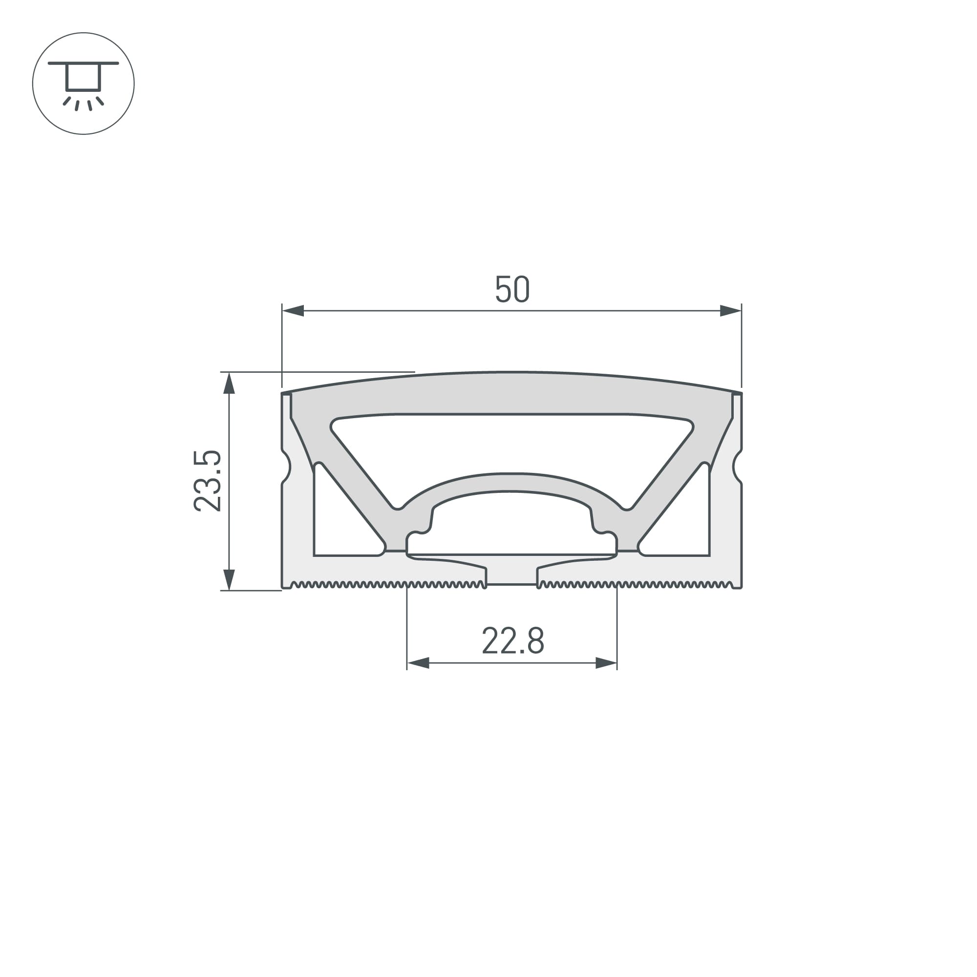 Силиконовый профиль WPH-FLEX-5025-TOP-S23-10m WHITE (Arlight, Силикон) 050136 — фото 2