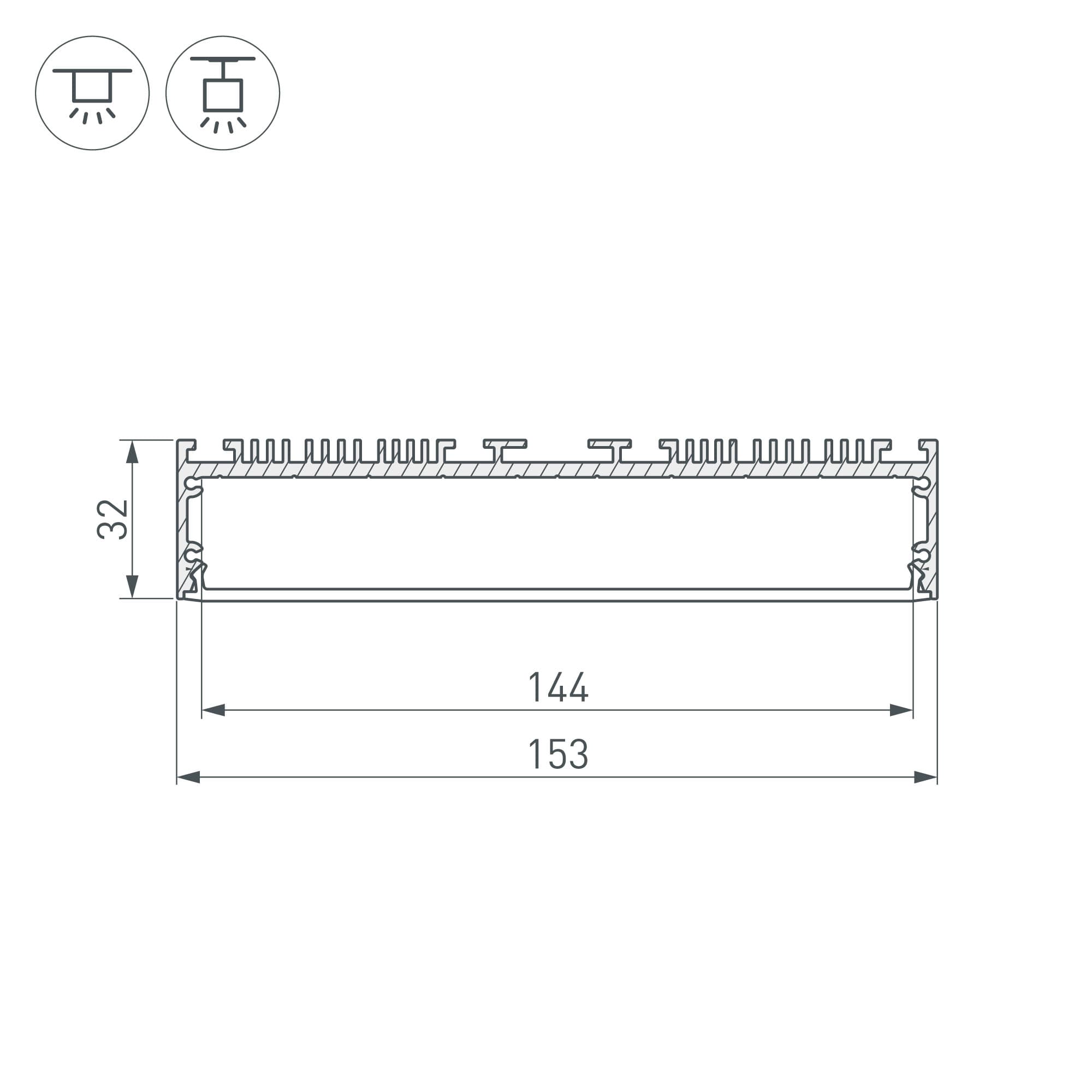 Профиль ARH-POWER-W150-2000 ANOD (Arlight, Алюминий) 036368 — фото 3
