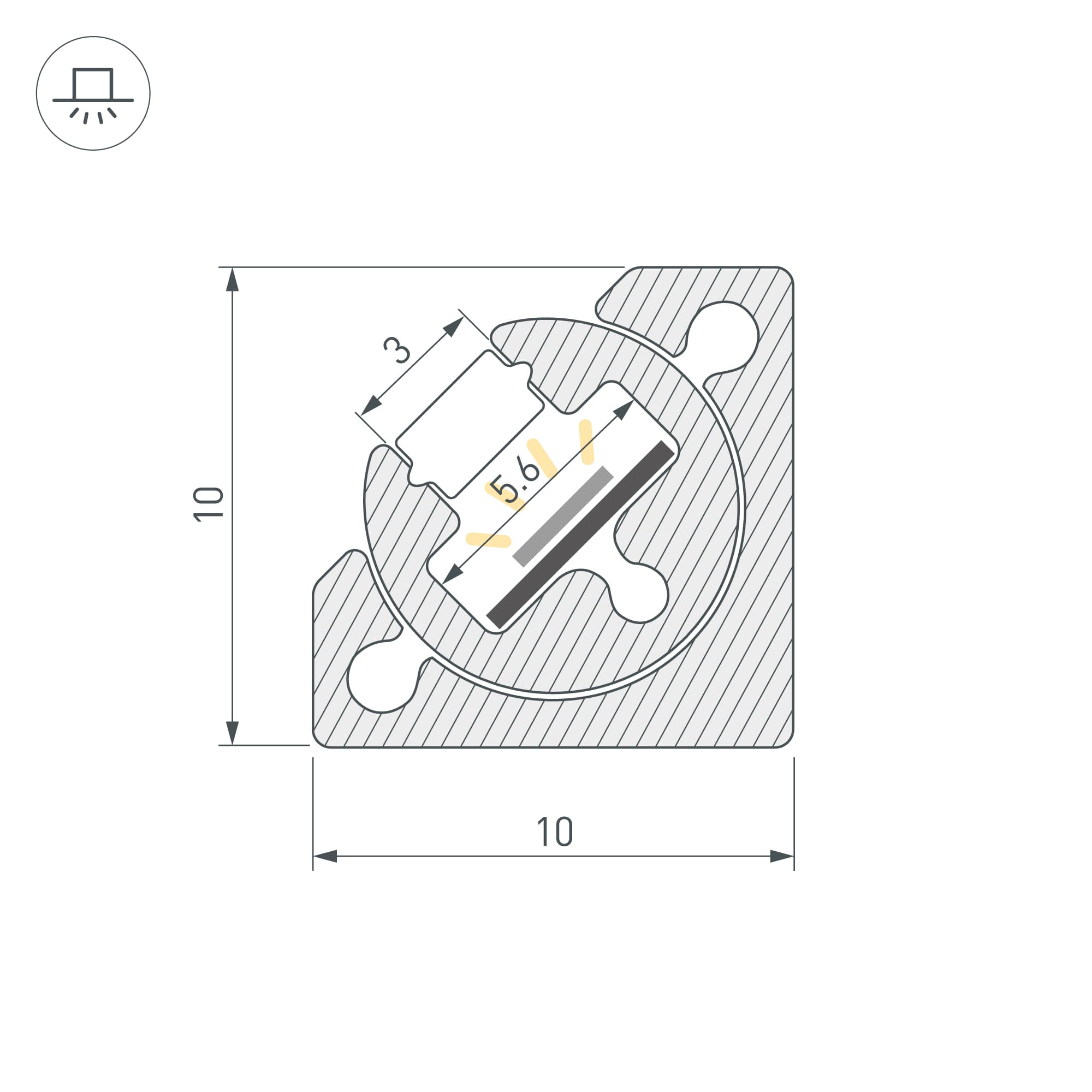 Профиль с экраном SL-KANT-H10-ROTATE-2000 IRON GREY (Arlight, Алюминий+пластик) 055331 — фото 2