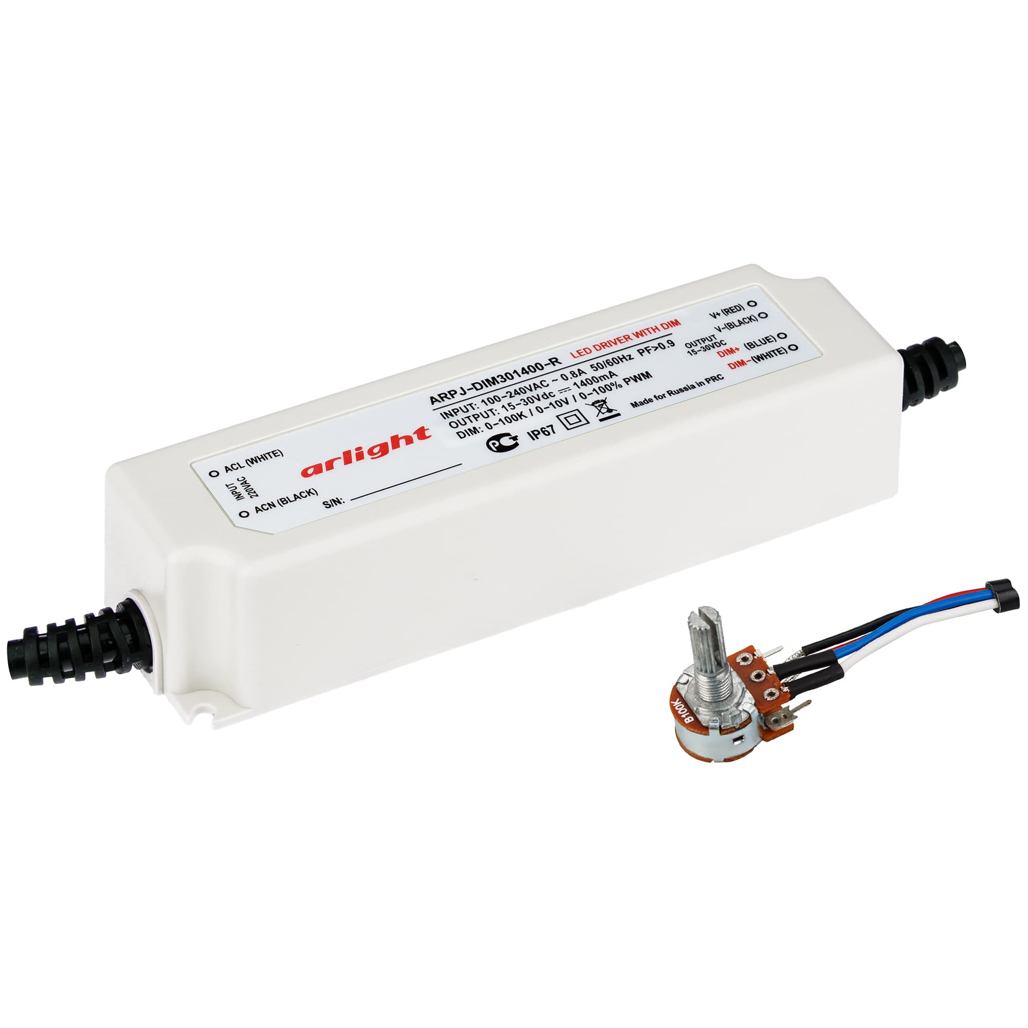 Блок питания ARPJ-DIM301400-R (42W, 1400mA, 0-10V) (Arlight, IP65 Пластик, 2 года) 015217