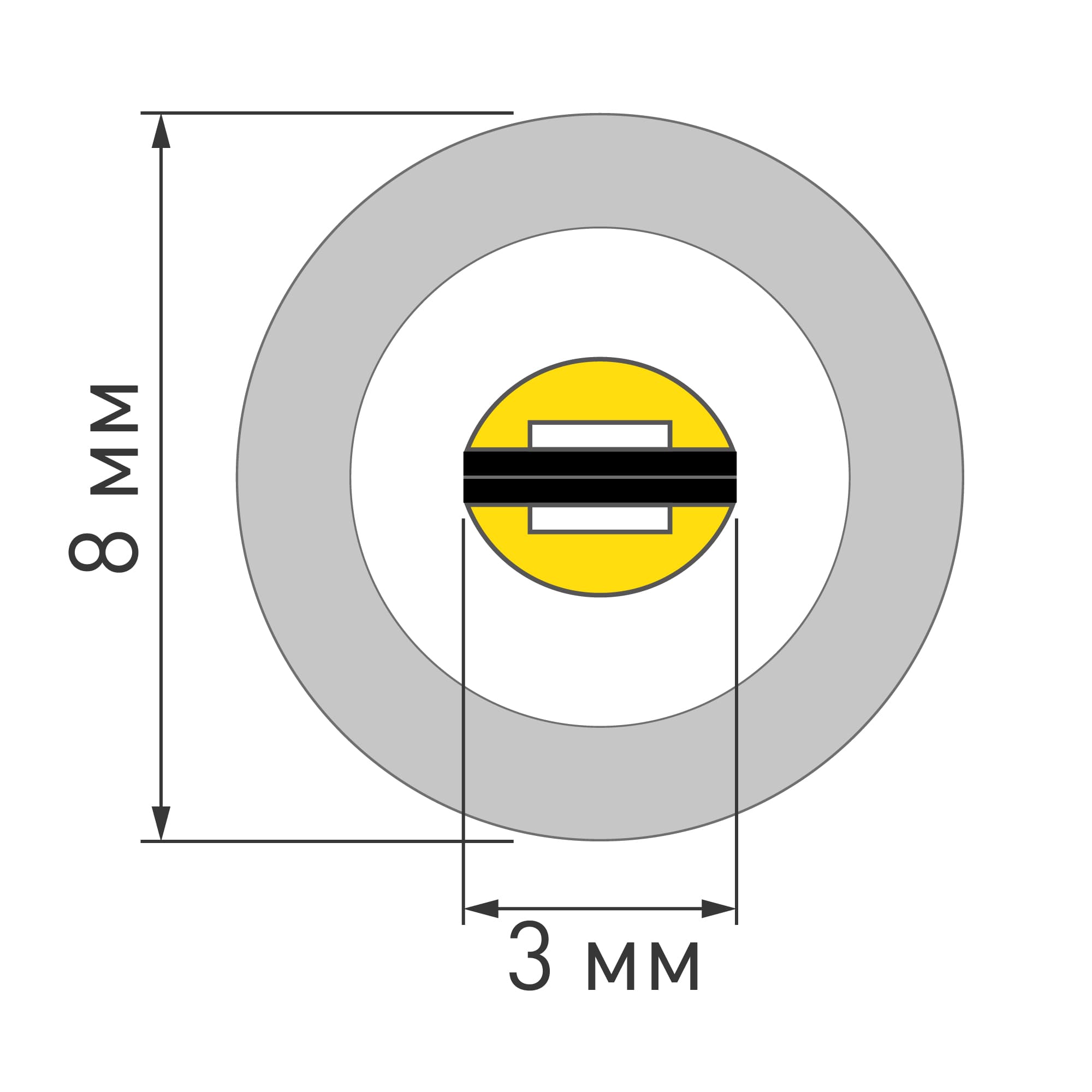 Светодиодная лента герметичная LUNA-X960-D8mm 24V Warm2700 (8 W/m, IP65, 360deg, 5m) (Arlight, -) 053355 — фото 6