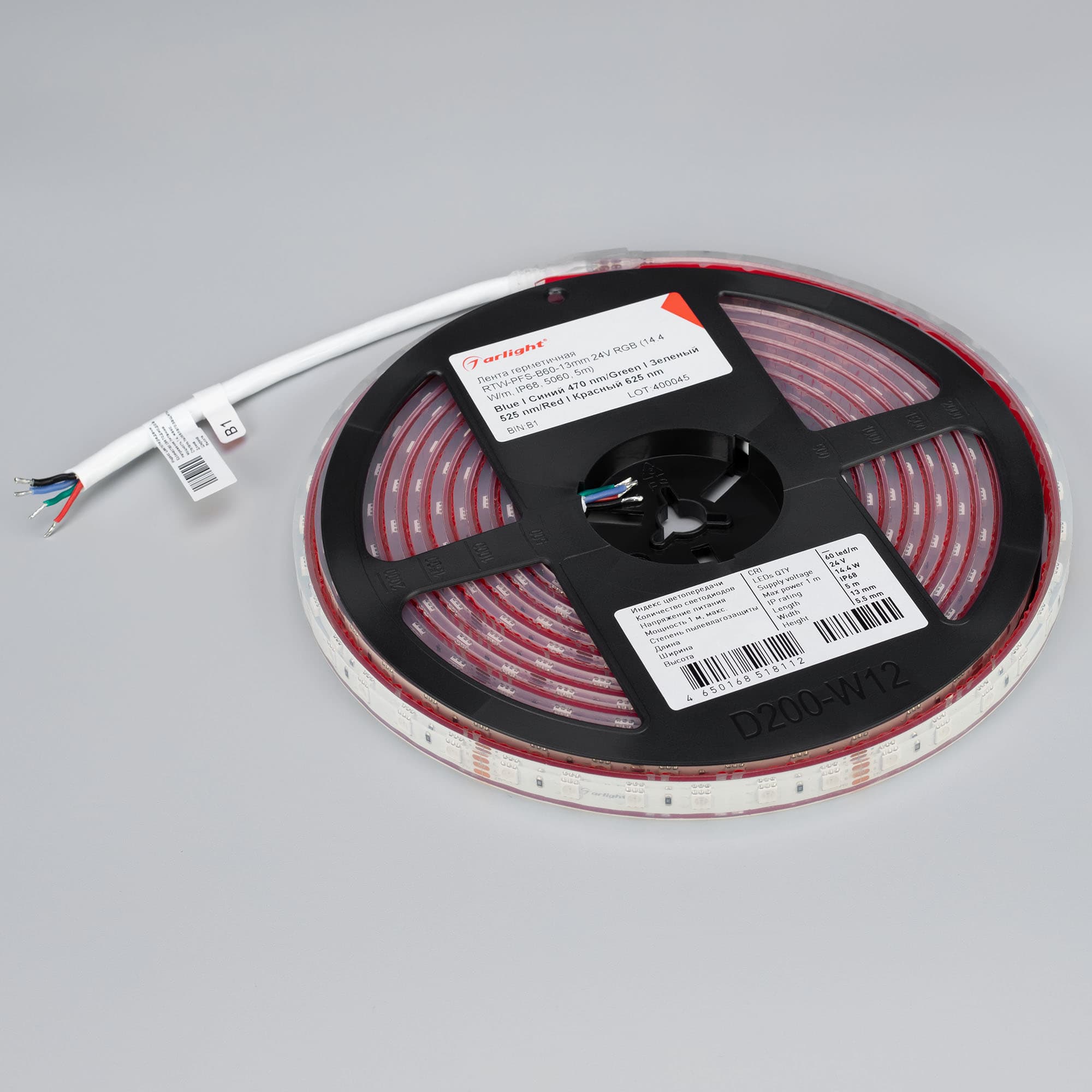 Светодиодная лента герметичная RTW-PFS-B60-13mm 24V RGB (14.4 W/m, IP68, 5060, 5m) (Arlight, 14.4 Вт/м, IP68) 033791 — фото 4