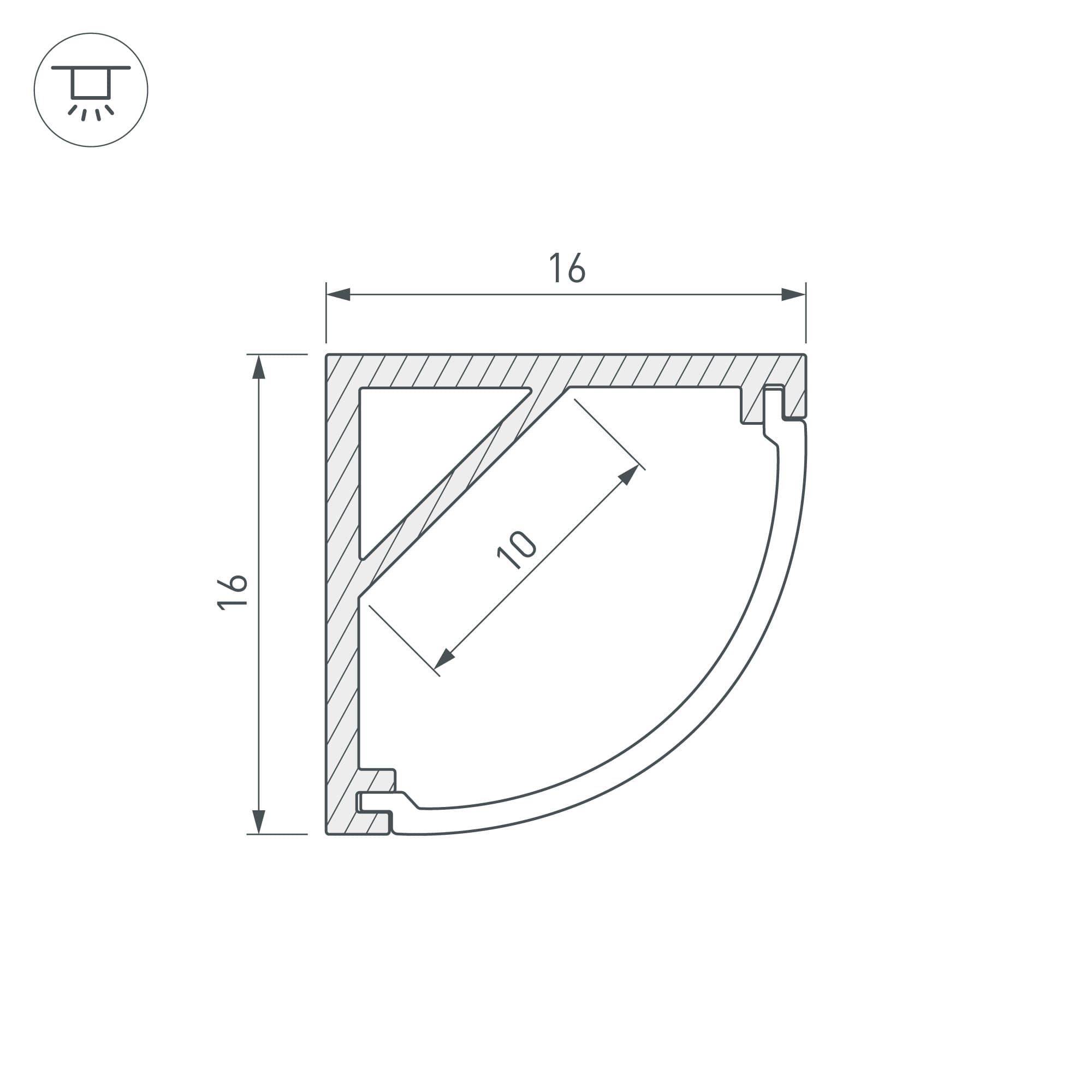 Профиль ARH-KANT-S-H16-2000 ANOD (Arlight, Алюминий) 032672 Arlight — фото 3
