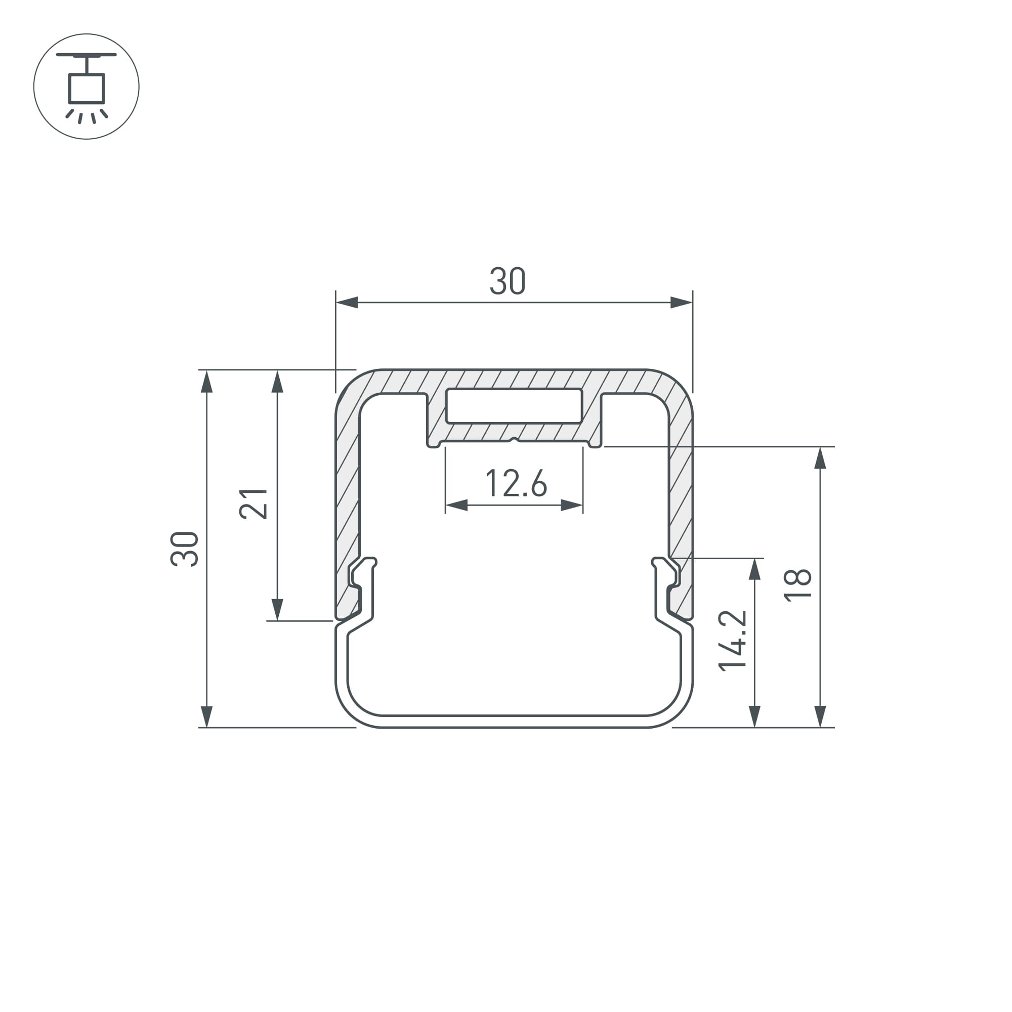 Профиль с экраном LINE-D-3030-2000 SQUARE OLIVE GREY+OPAL (Arlight, Алюминий) 055097 Arlight — фото 2