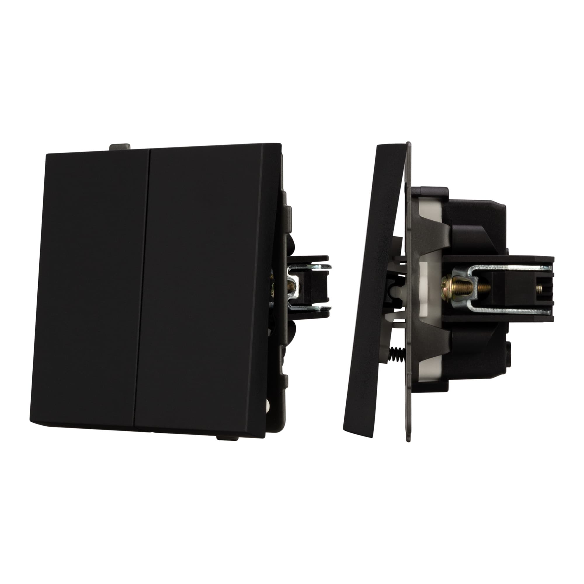 Механизм выключателя двухклавишный непроходной SWT-TENDO-MK02-SFPL-BK (230V, 10A) (Arlight, Матовый черный) 054544