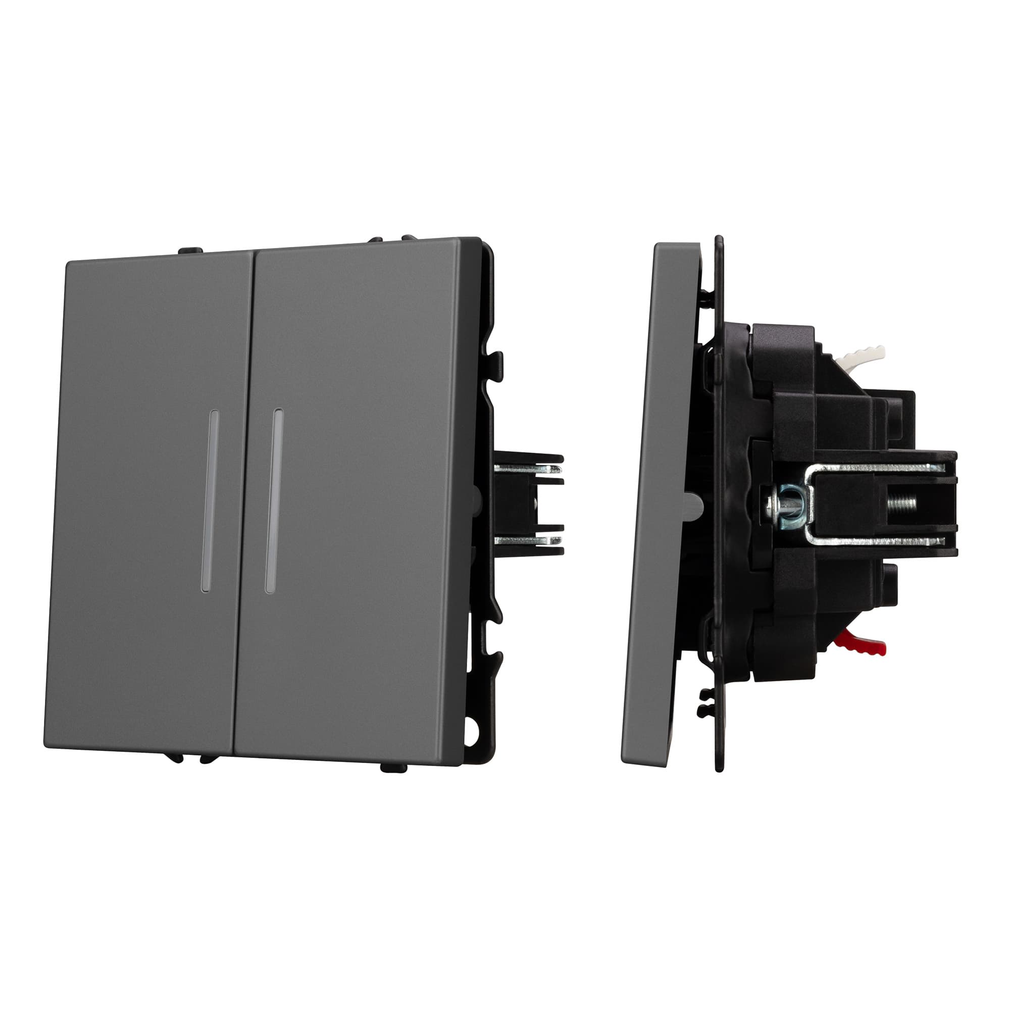 Механизм выключателя двухклавишный непроходной LED SWT-NOBE-MK02-SFPL-L-GR (230V, 10A) (Arlight, Серый базальт) 054266