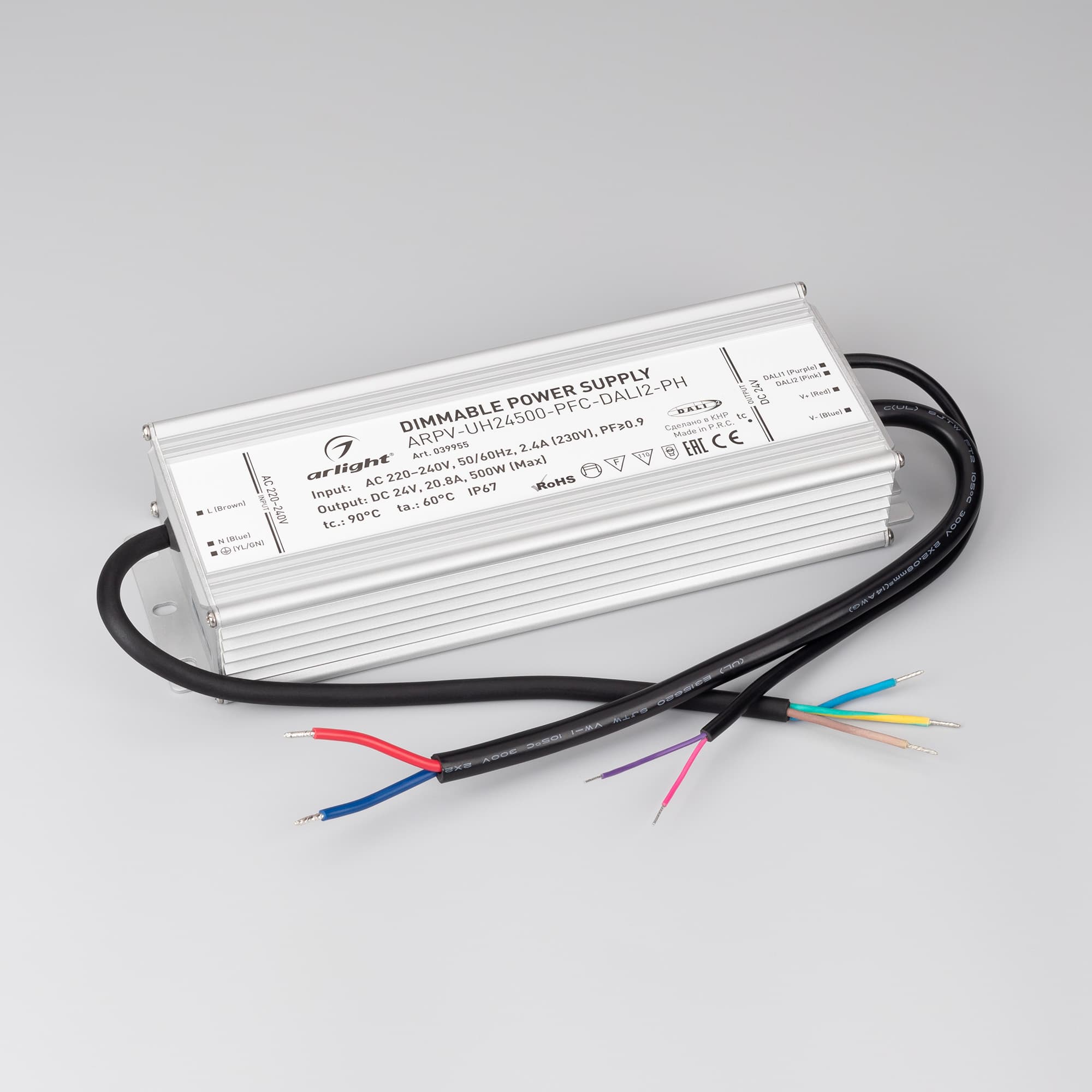 Блок питания ARPV-UH24500-PFC-DALI2-PH (24V, 20.8A, 500W) (Arlight, IP67 Металл, 7 лет) 039955 — фото 2