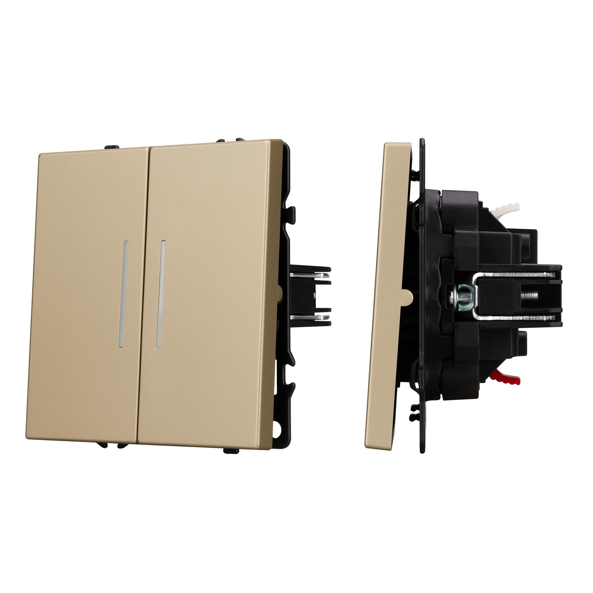 Механизм выключателя двухклавишный непроходной LED SWT-NOBE-MK02-SFPL-L-GD (230V, 10A) (Arlight, Золотой песок) 054265