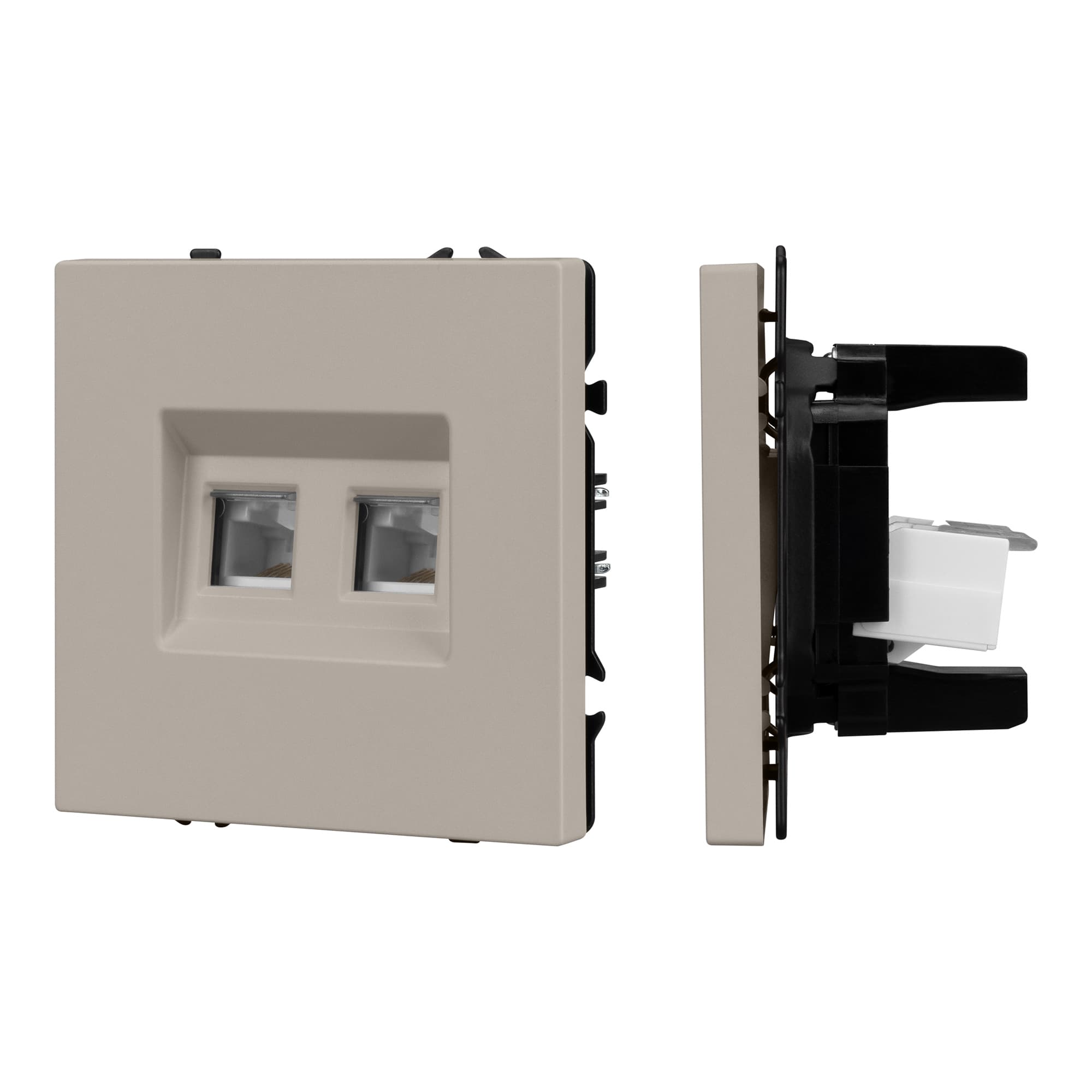 Механизм сдвоенной компьютерной розетки SCT-NOBE-MPC2-SFPL-CA (RJ-45, CAT6) (Arlight, Кашемир) 059450