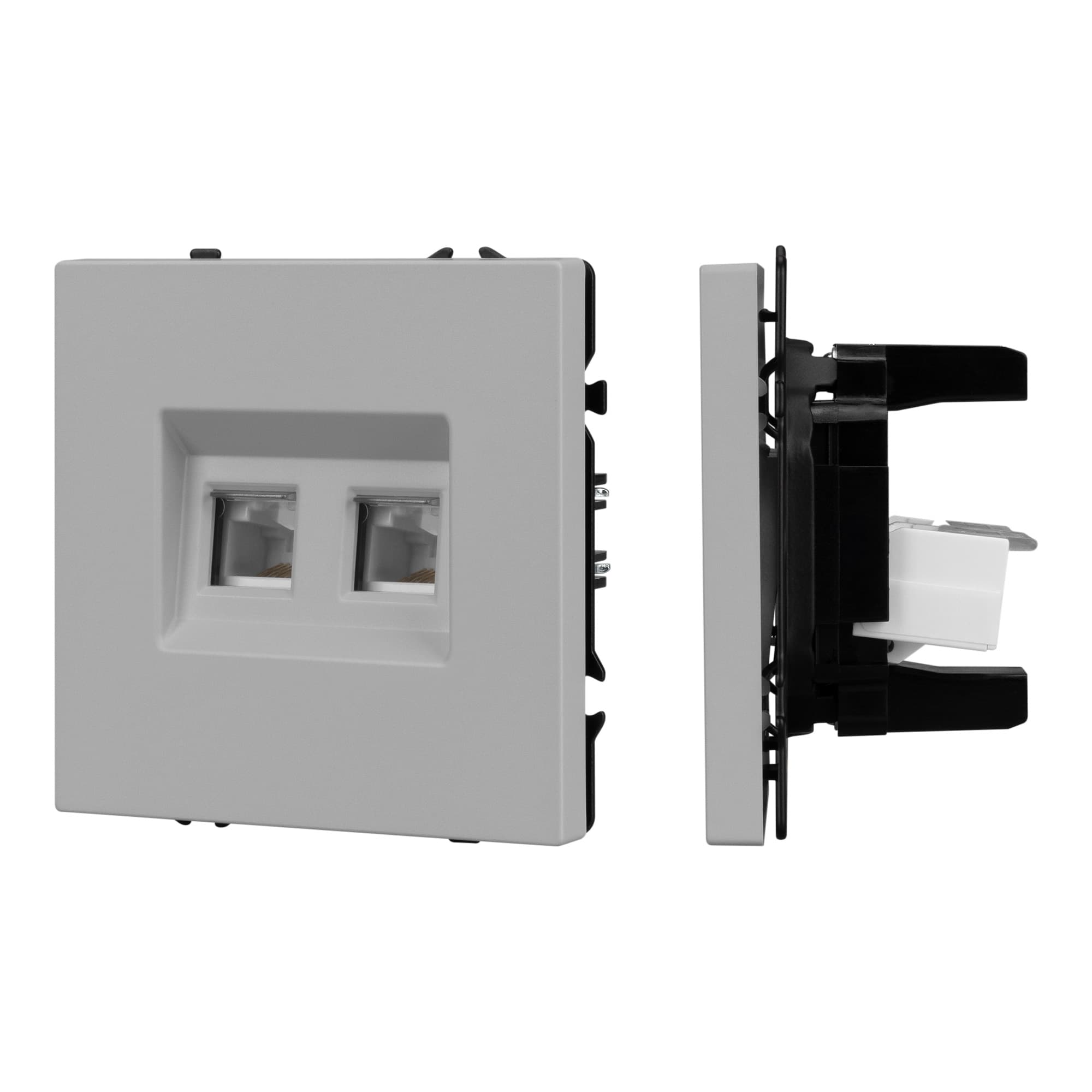 Механизм сдвоенной телефонной розетки SCT-NOBE-MTL2-SFPL-IS (RJ-11, 4C) (Arlight, Никель) 061890