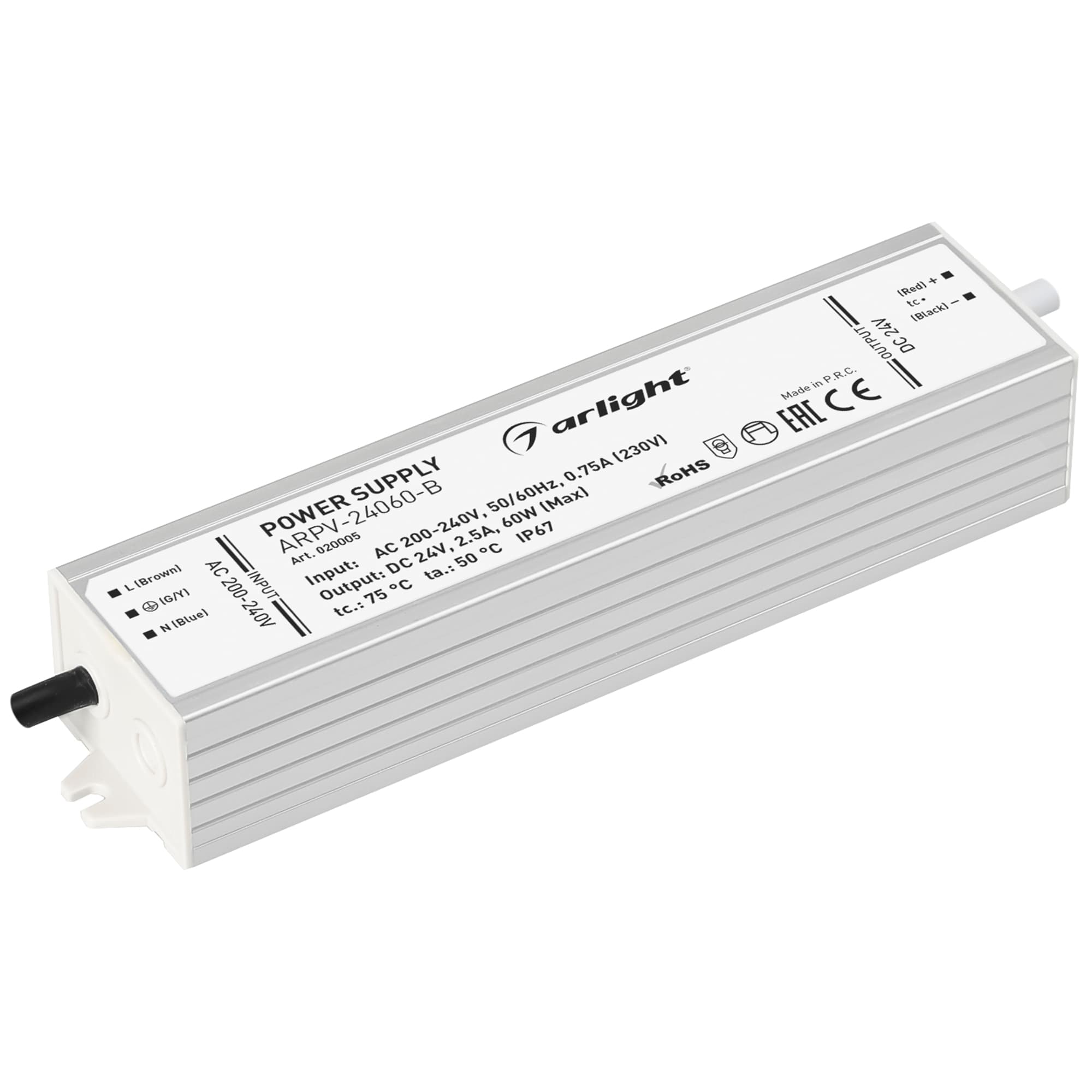 Блок питания ARPV-24060-B (24V, 2.5A, 60W) (Arlight, IP67 Металл, 3 года) 020005 — фото 1