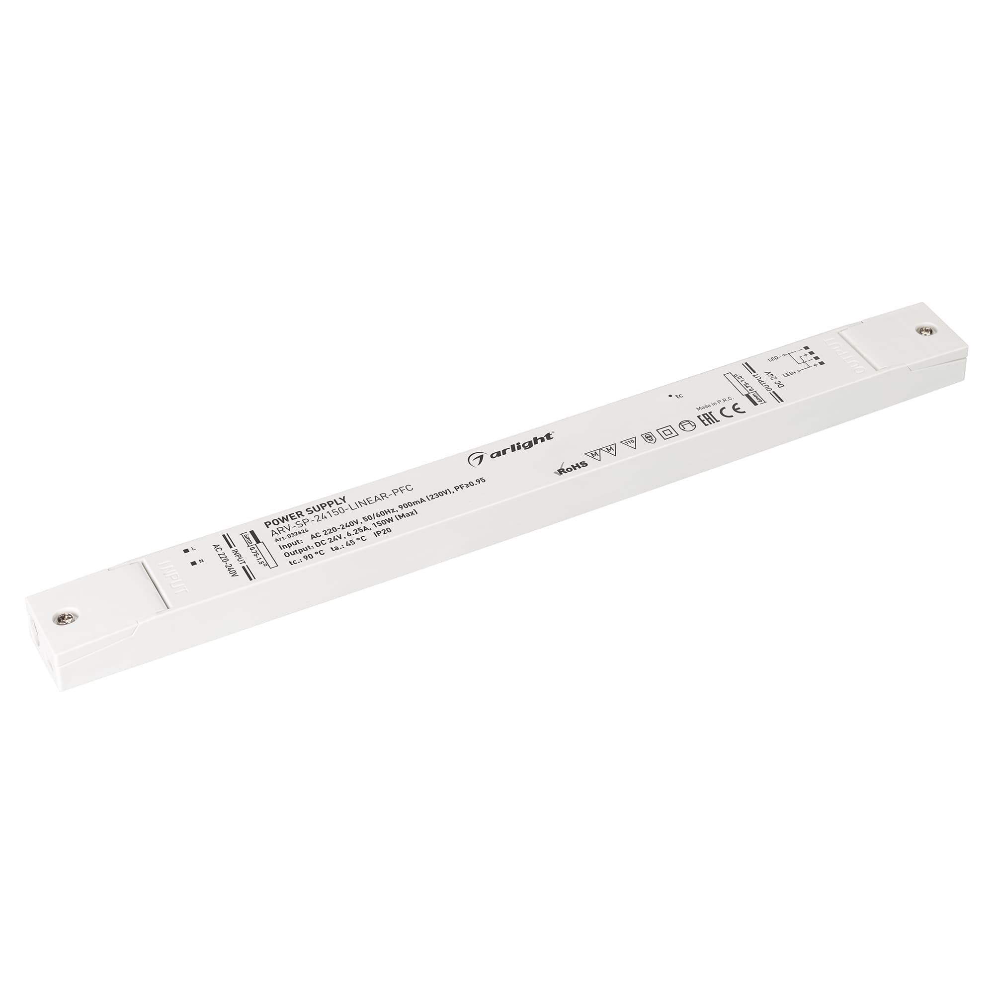 Блок питания ARV-SP-24150-LINEAR-PFC (24V, 6.25A, 150W) (Arlight, IP20 Пластик, 5 лет) 032626 Arlight
