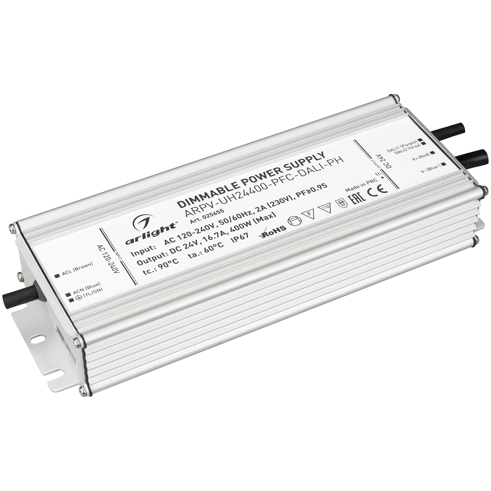 Блок питания ARPV-UH24400-PFC-DALI-PH (24V, 16.7A, 400W) (Arlight, IP67 Металл, 7 лет) 025655 — фото 1