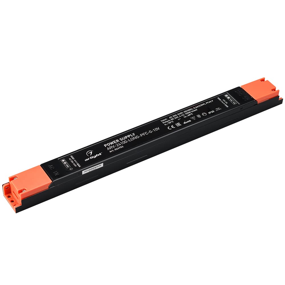 Блок питания ARV-24100-LONG-PFC-0-10V (24V, 4.1A, 100W) (Arlight, IP20 Металл, 5 лет) 024753 — фото 1