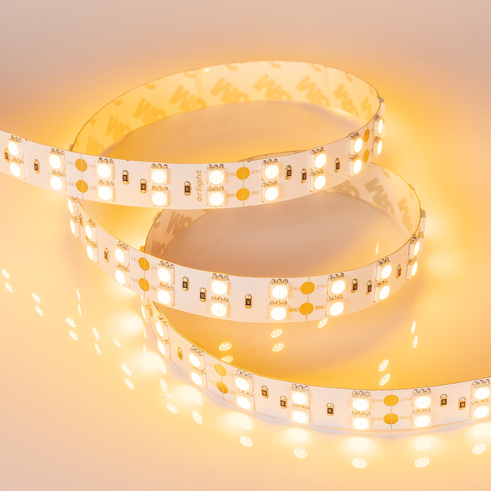 Светодиодная лента RT 2-5000 24V Yellow 2x2 (5060, 600 LED, LUX) (Arlight, 28.8 Вт/м, IP20) 011263 — фото 4