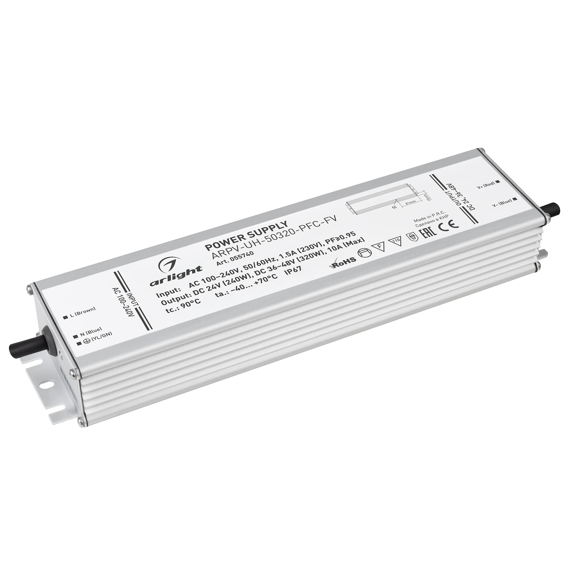 Блок питания ARPV-UH-50320-PFC-FV (24V 240W, 36-48V 320W, 10A) (Arlight, IP67 Металл, 7 лет) 055740 — фото 1