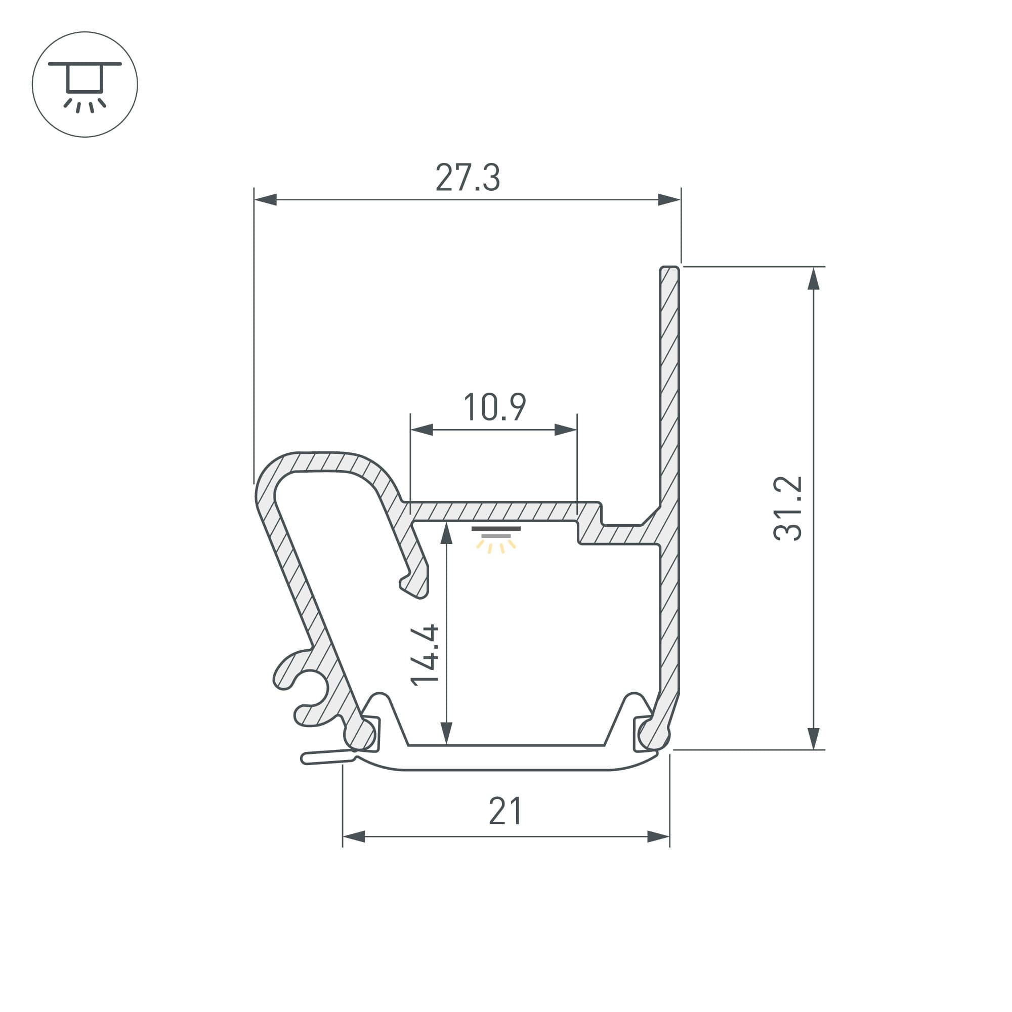 Профиль STRETCH-S-20-WALL-SIDE-2000 (RESPECT-ST) (Arlight, Алюминий) 040701 Arlight — фото 3