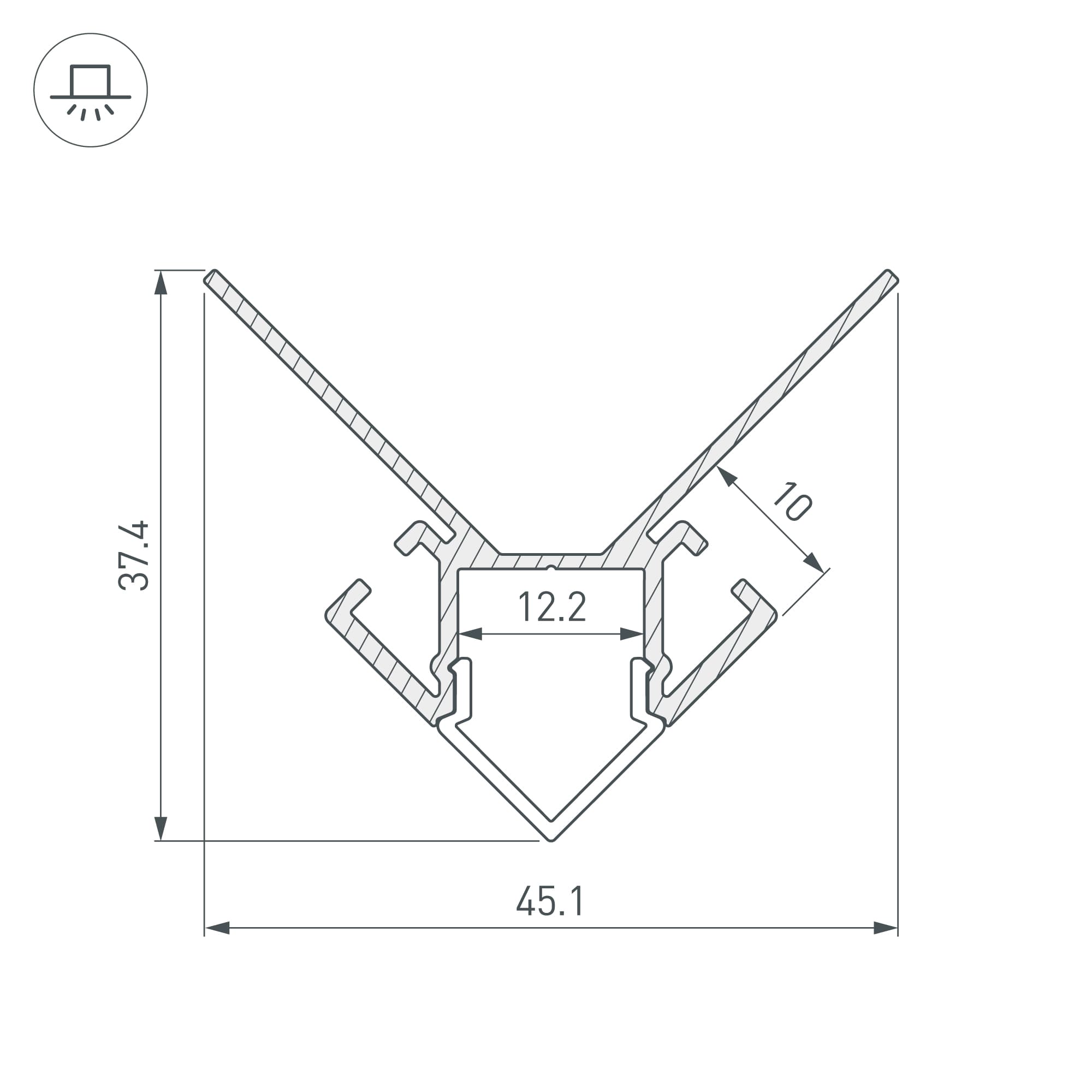 Профиль ARH-DECORE-S12-EXT-2000 ANOD внешний (Arlight, Алюминий) 023889 — фото 4