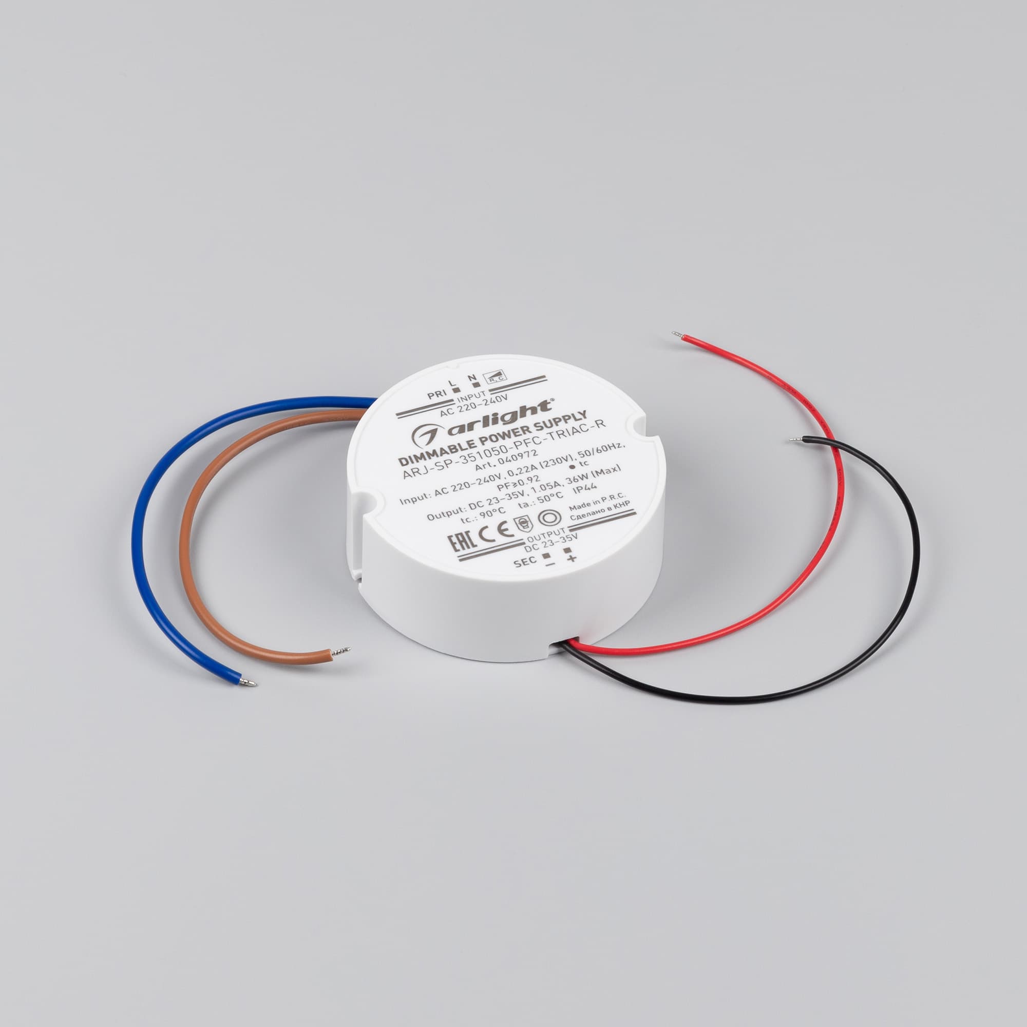 Блок питания ARJ-SP-351050-PFC-TRIAC-R (36W, 23-35V, 1050mA) (Arlight, IP44 Пластик, 5 лет) 040972 — фото 2