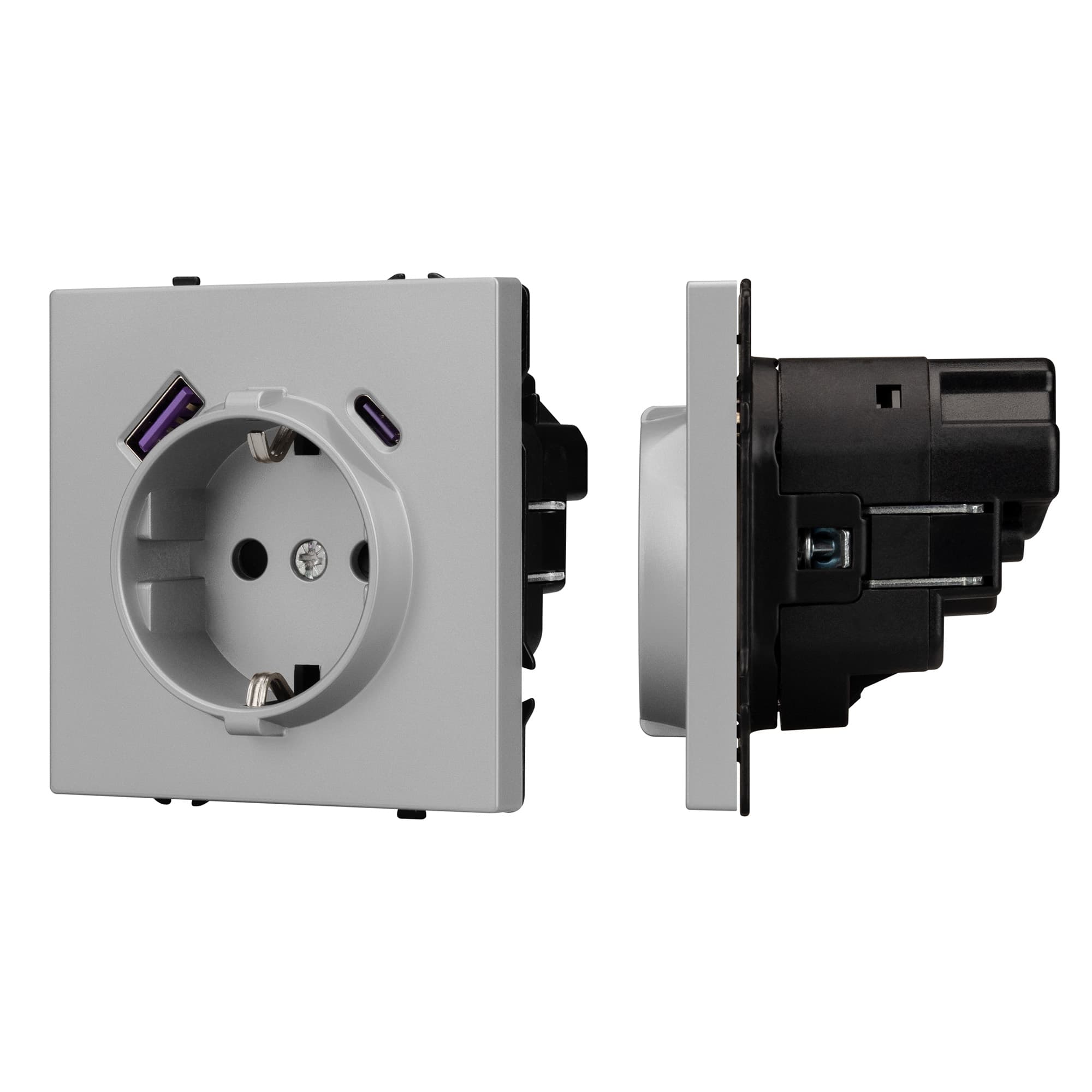 Механизм розетки с USB зарядкой SCT-NOBE-MUAC-SFPL-IS (230V, 16A) (Arlight, Никель) 059445