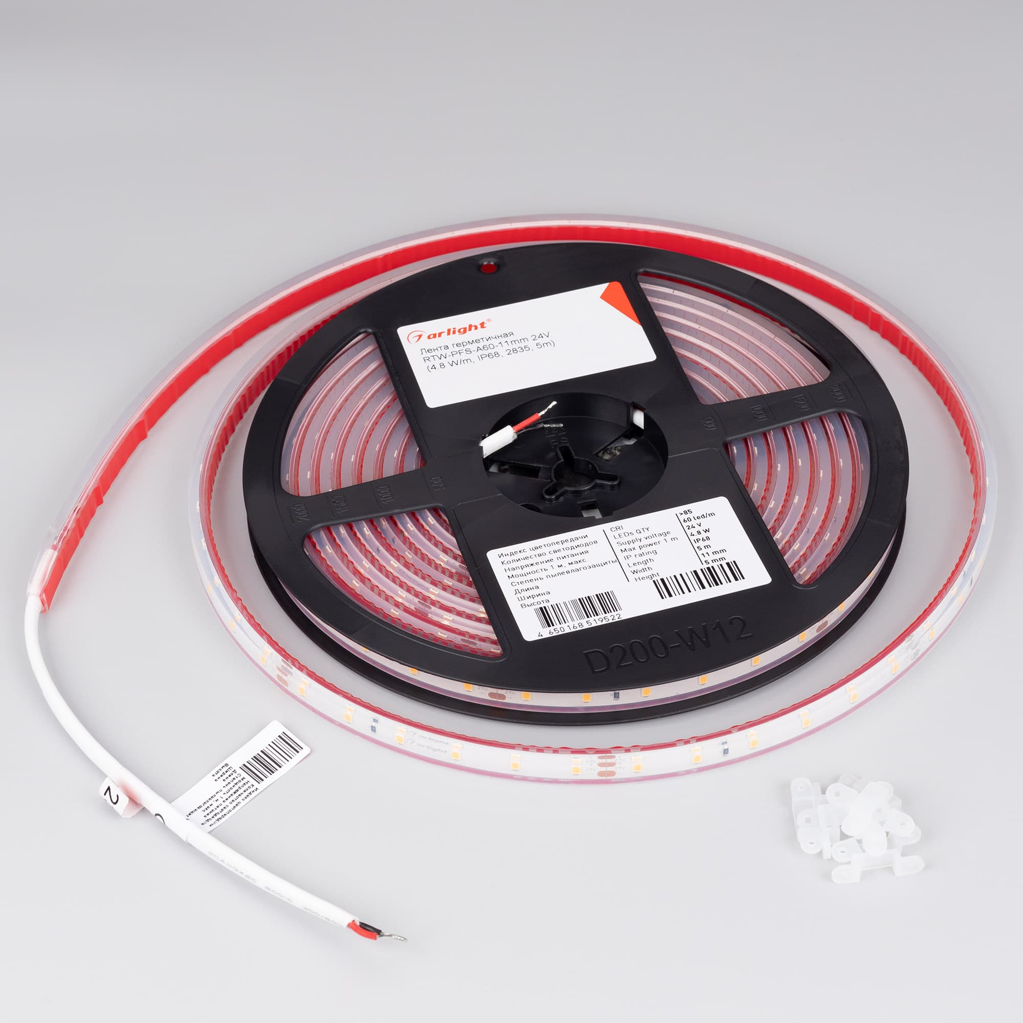 Светодиодная лента герметичная RTW-PFS-A60-11mm 24V Cool 8K (4.8 W/m, IP68, 2835, 5m) (Arlight, -) 034180 — фото 3