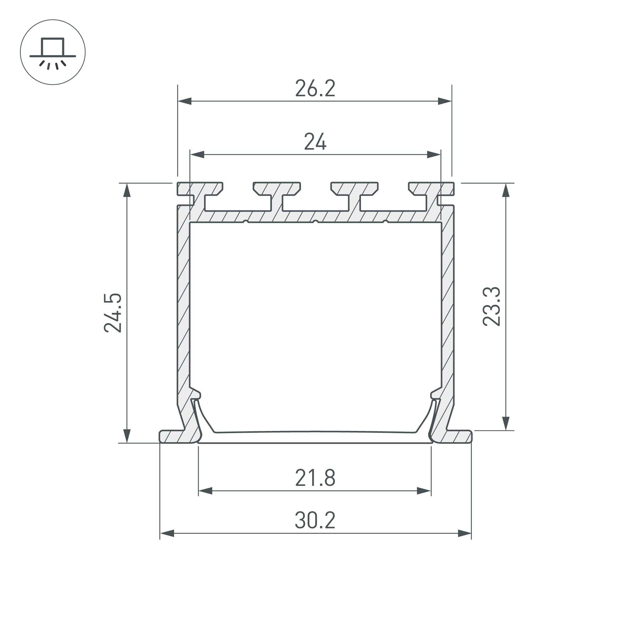 Профиль PLS-LOCK-H25-FS-3000 ANOD (Arlight, Алюминий) 023386 Arlight — фото 3