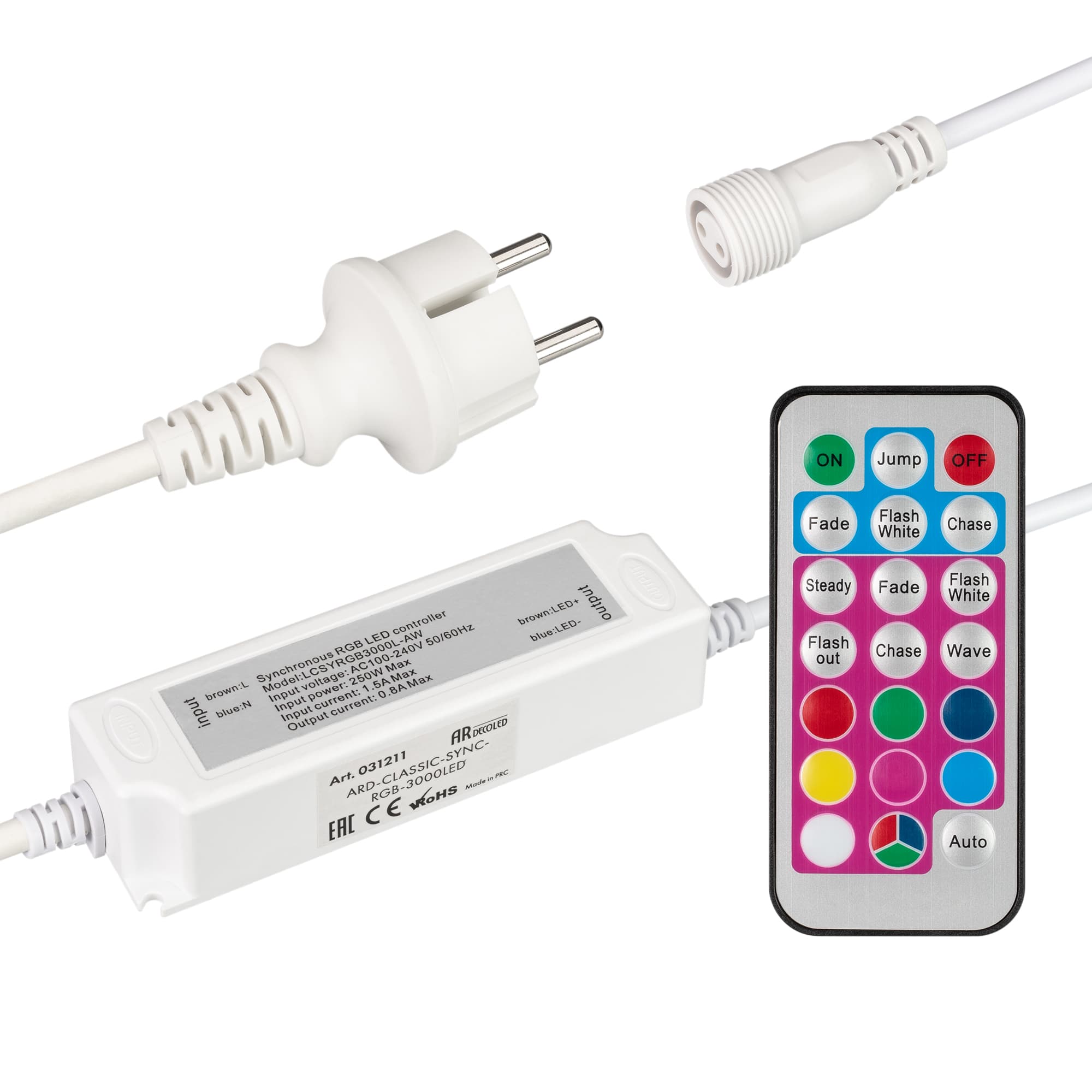 Arlight Контроллер ARD-CLASSIC-SYNC-RGB-3000LED White (230V, 250W, RF ПДУ) (Ardecoled, Закрытый) 031211