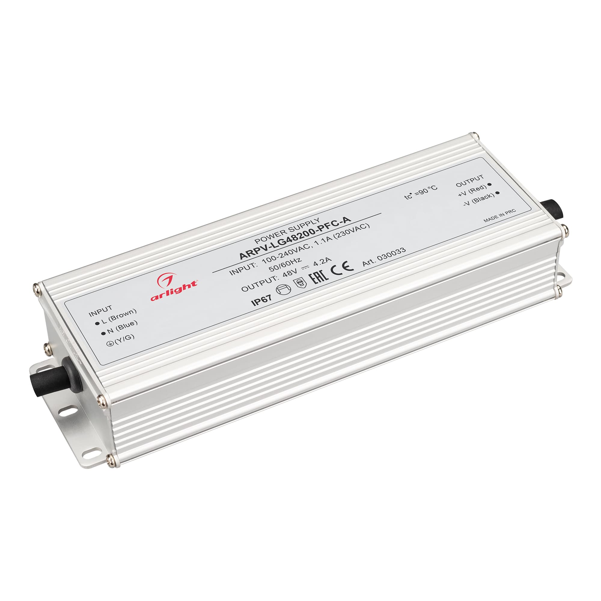 Блок питания ARPV-LG48200-PFC-A (48V, 4.2A, 200W) (Arlight, IP67 Металл, 5 лет) 030033 Arlight — фото 1