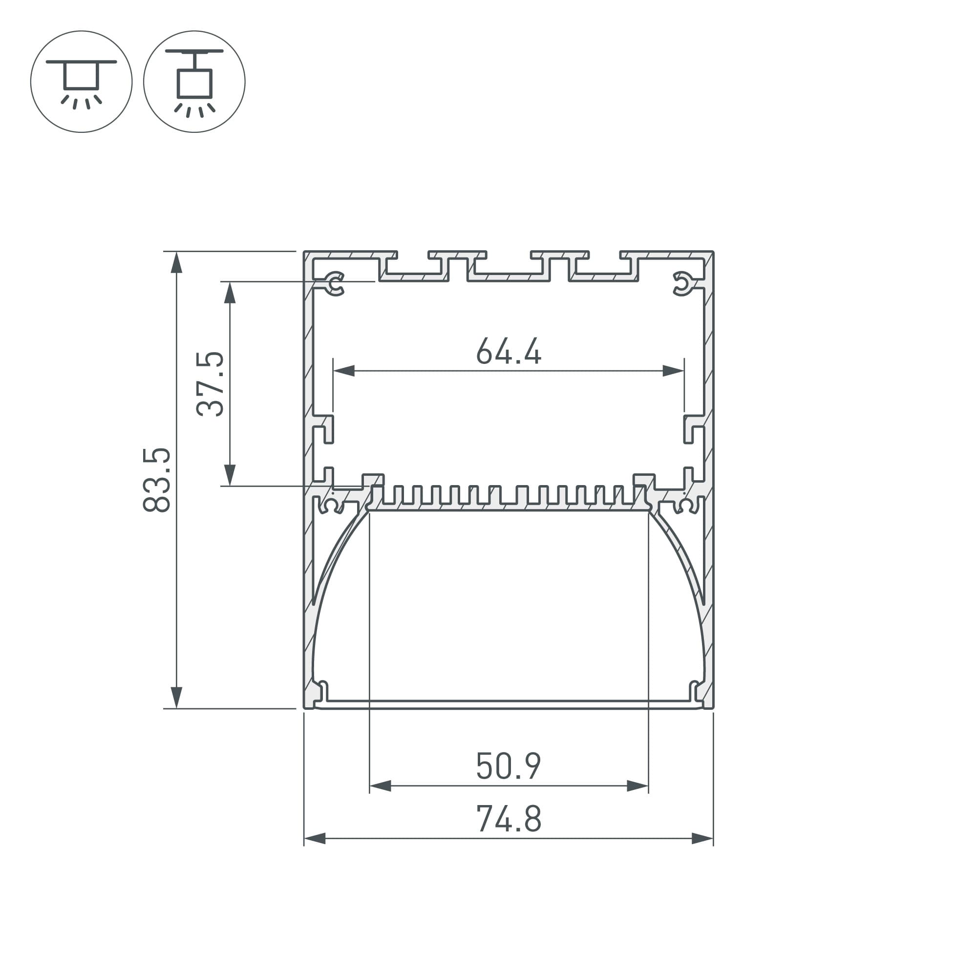 Профиль ARH-POWER-W75-2000 ANOD (Arlight, Алюминий) 036349 — фото 4