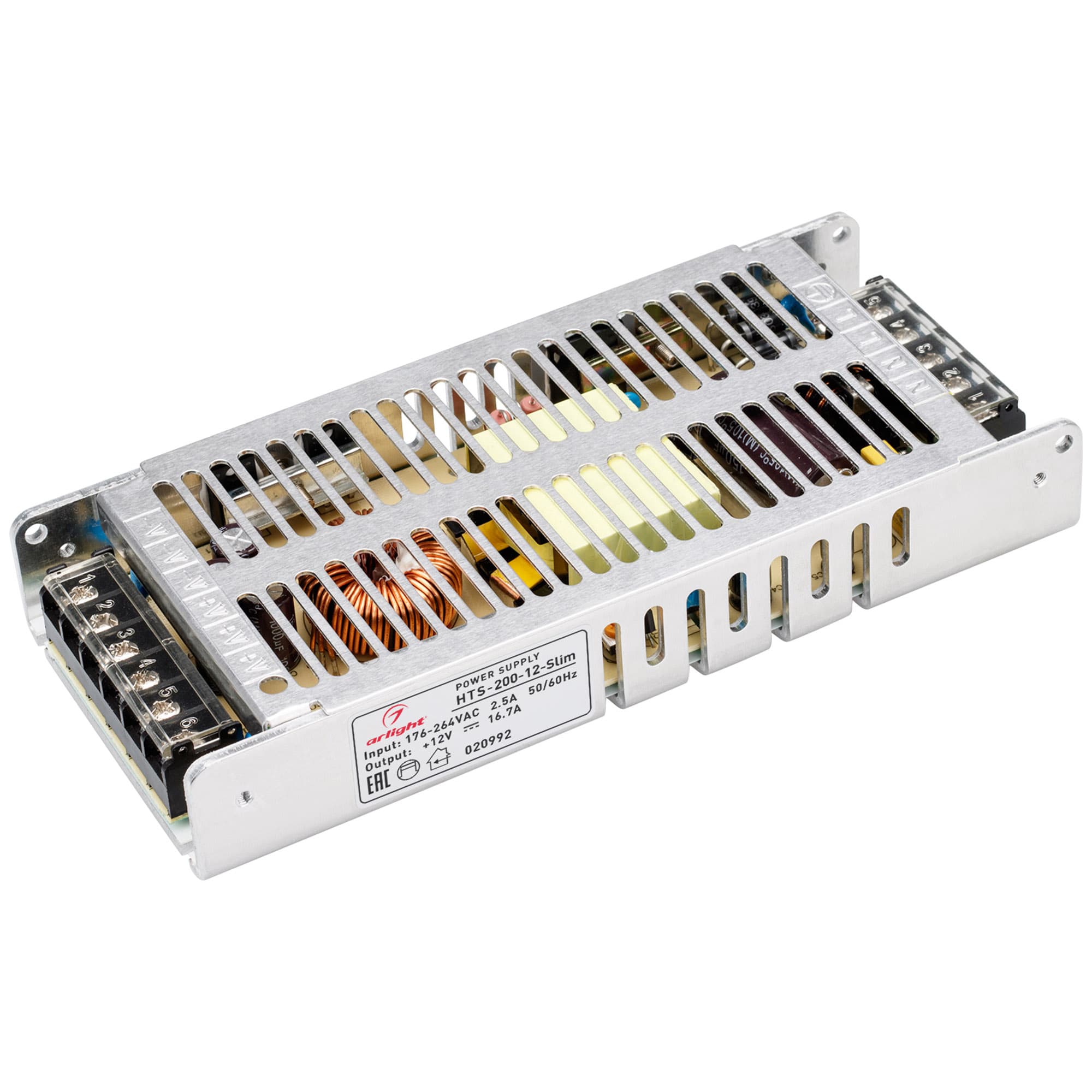 Блок питания HTS-200-12-Slim (12V, 16.7A, 200W) (Arlight, IP20 Сетка, 3 года) 020992 Arlight — фото 1